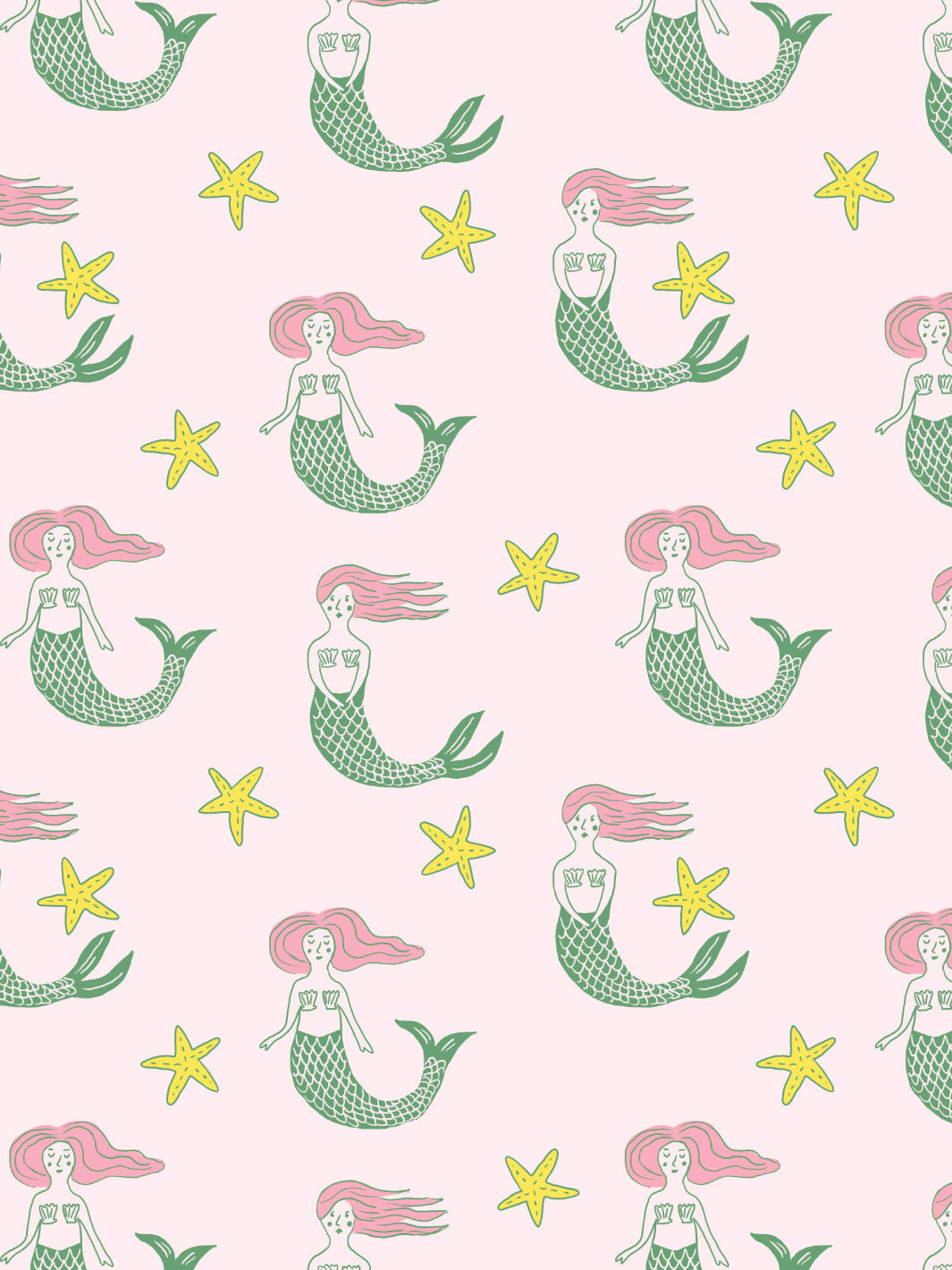'mermaid' Wallpaper By Tea Collection - Pale Pink