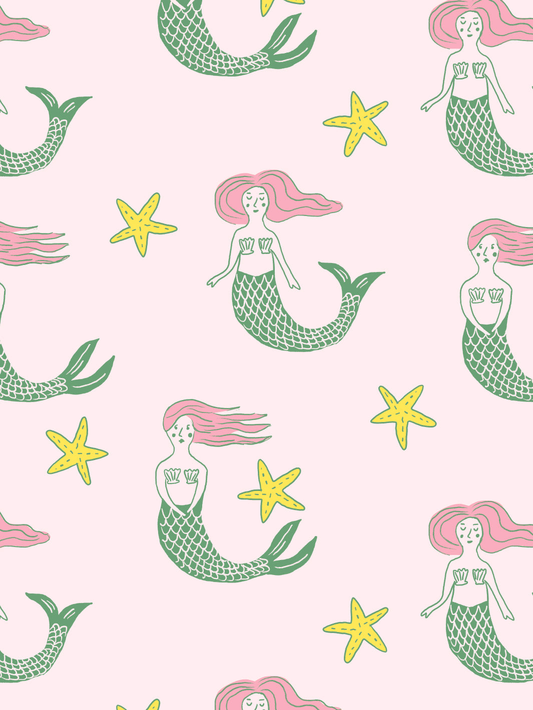 'mermaid' Wallpaper By Tea Collection - Pale Pink
