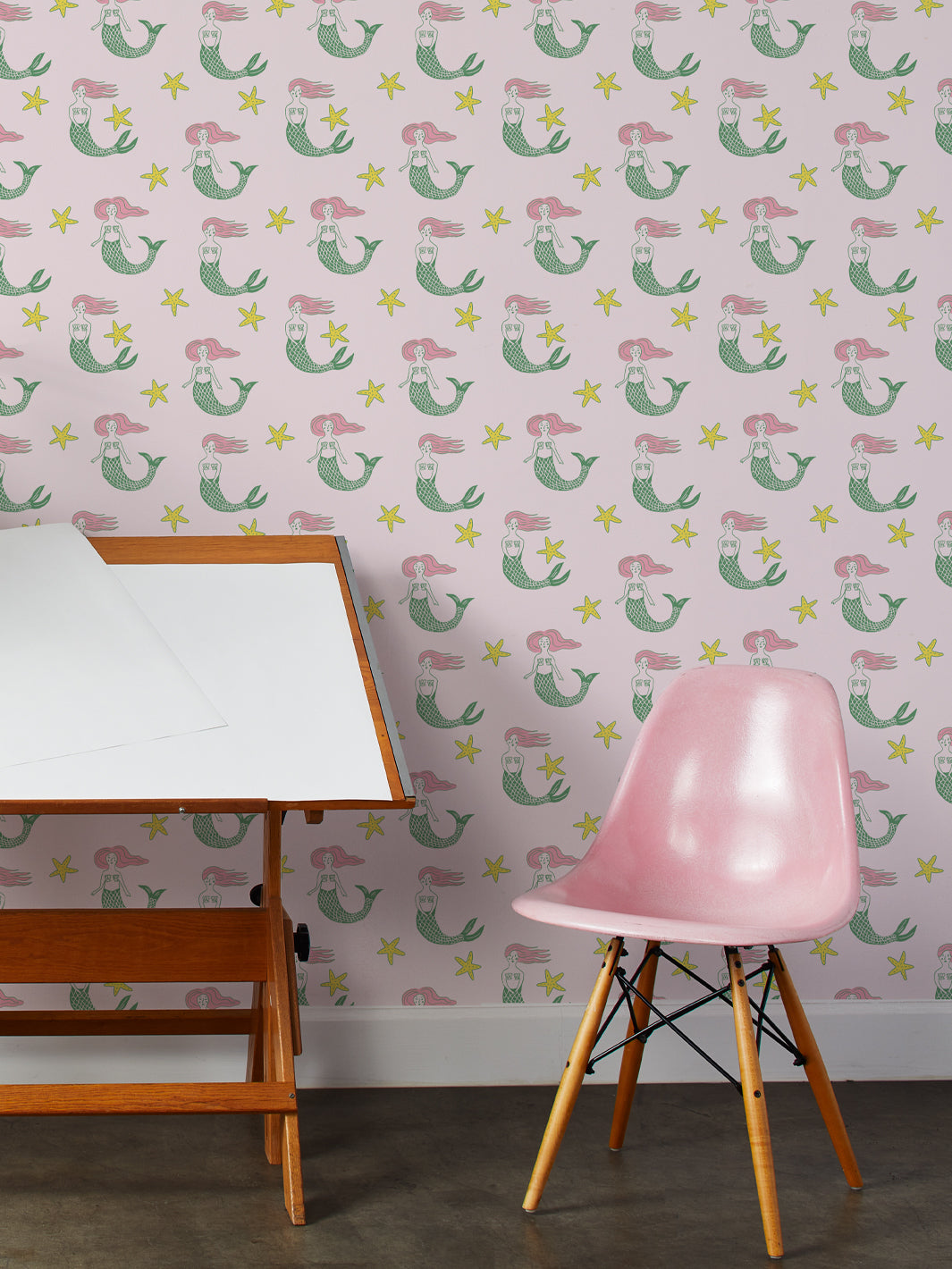 'mermaid' Wallpaper By Tea Collection - Pale Pink