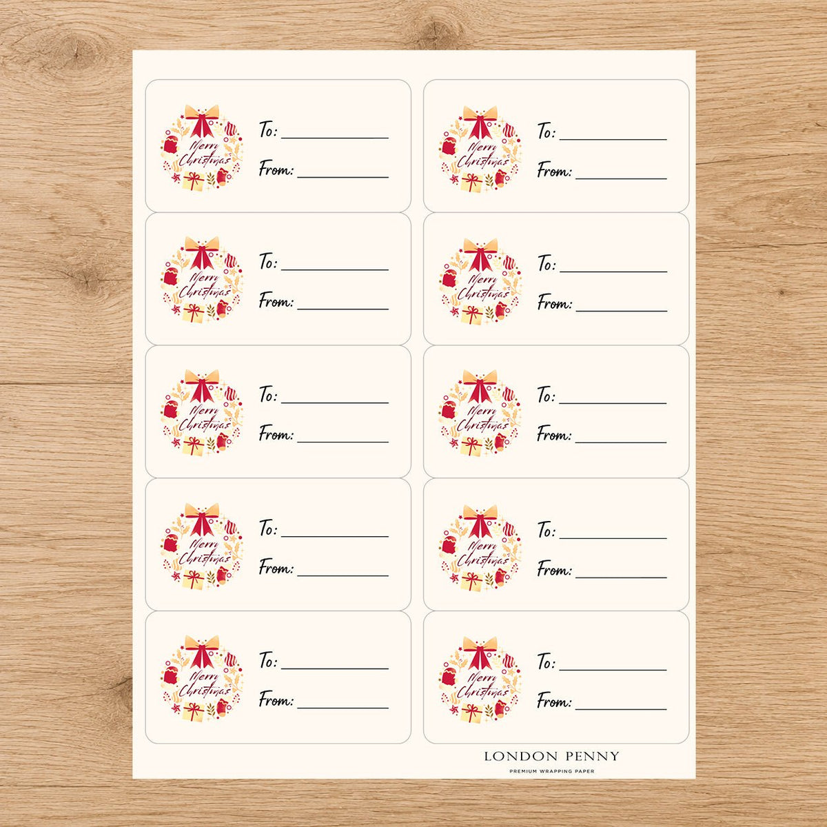 Merry & Bright Christmas Gift Tag Sticker Sheet