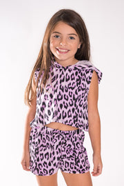 Tweenstyle Sleeveless Hoodie, Pink Leopard
