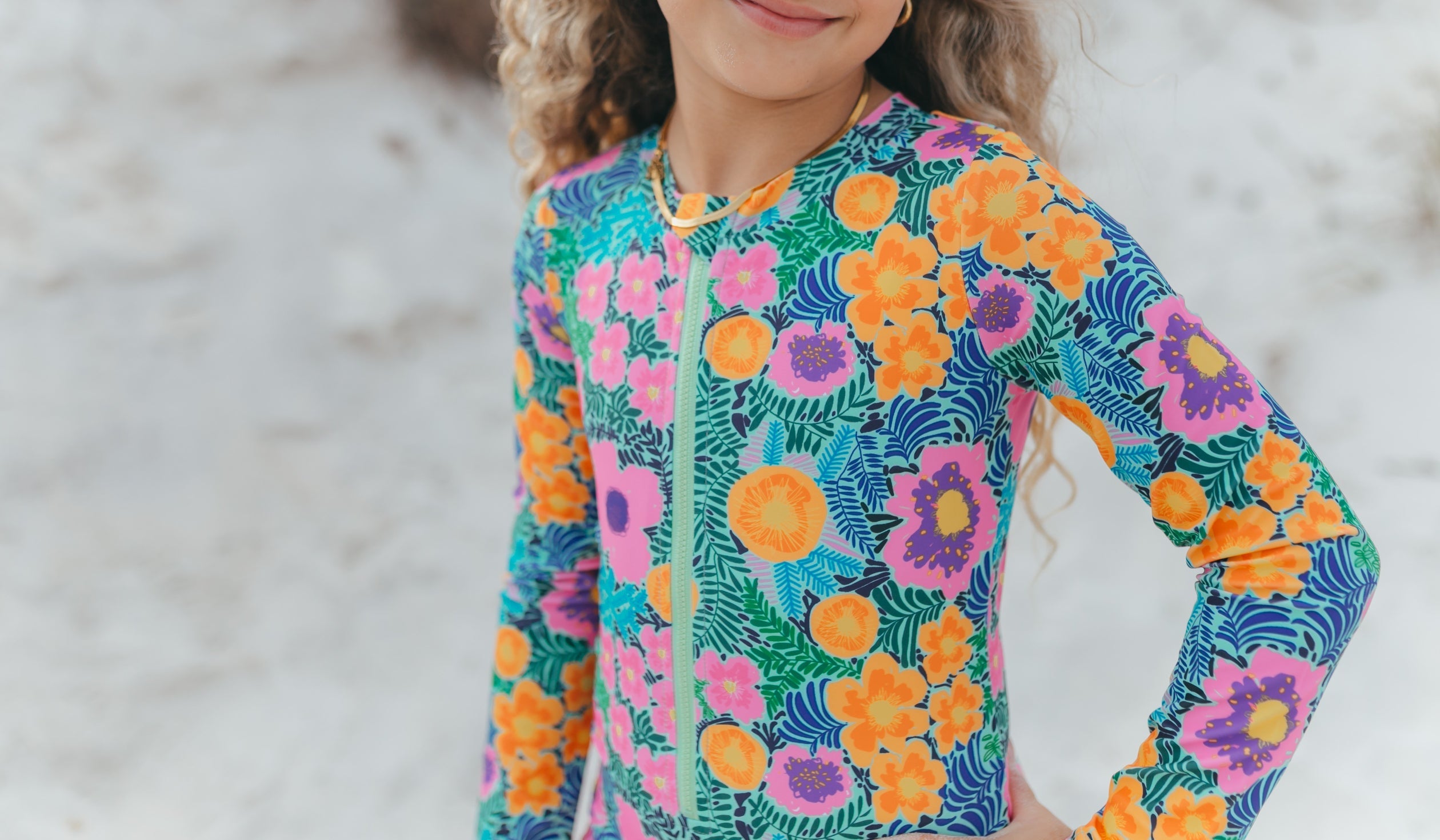 Mia Multi Colored Floral Zip Swimsuit