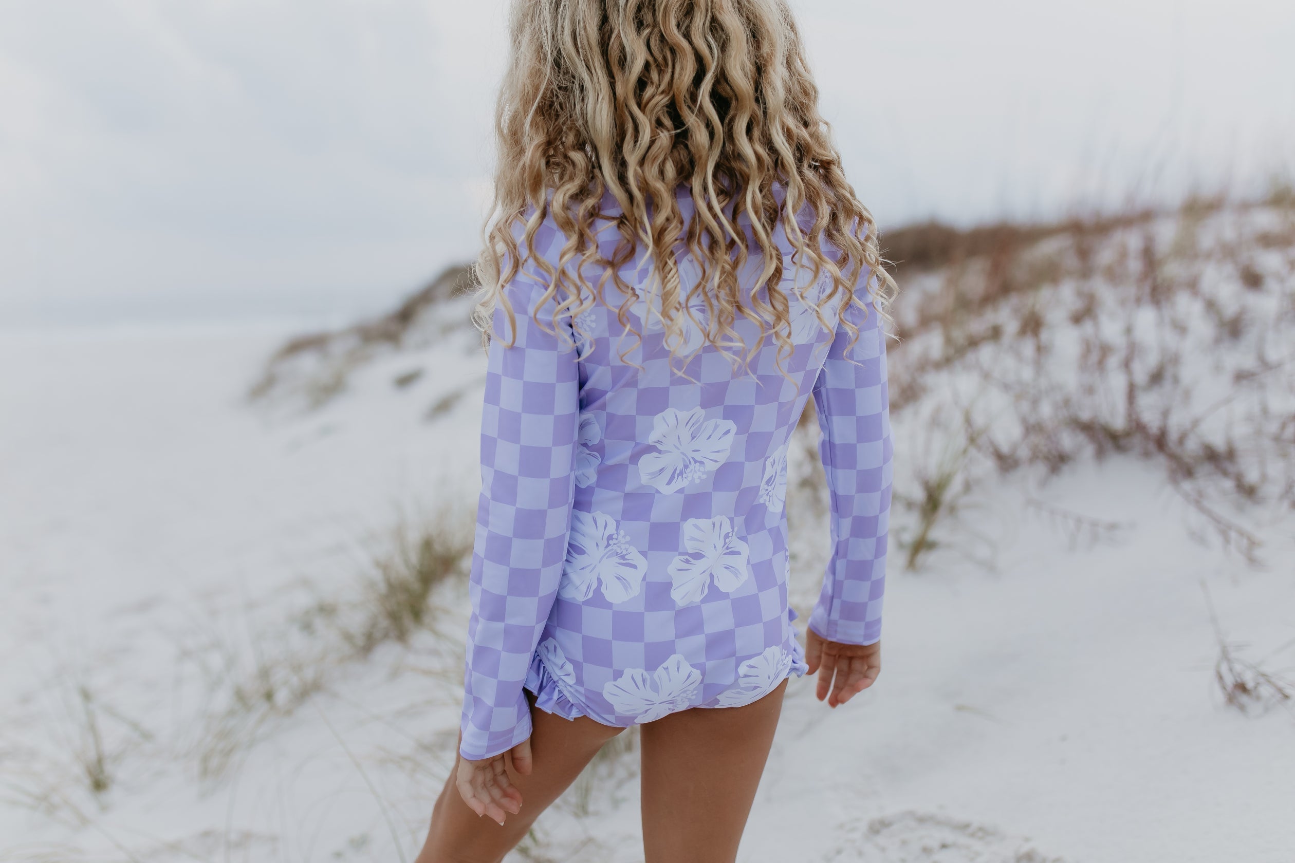 Mia Lavender Check Zip Swimsuit