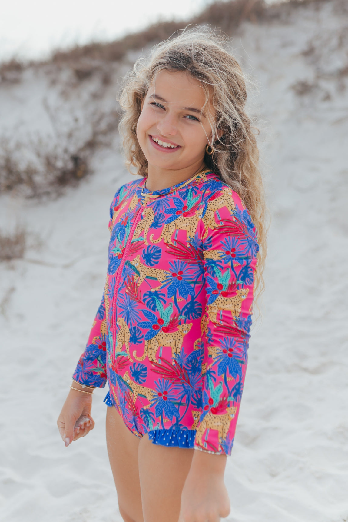 Mia Tropical Cheetah Zip Swimsuit