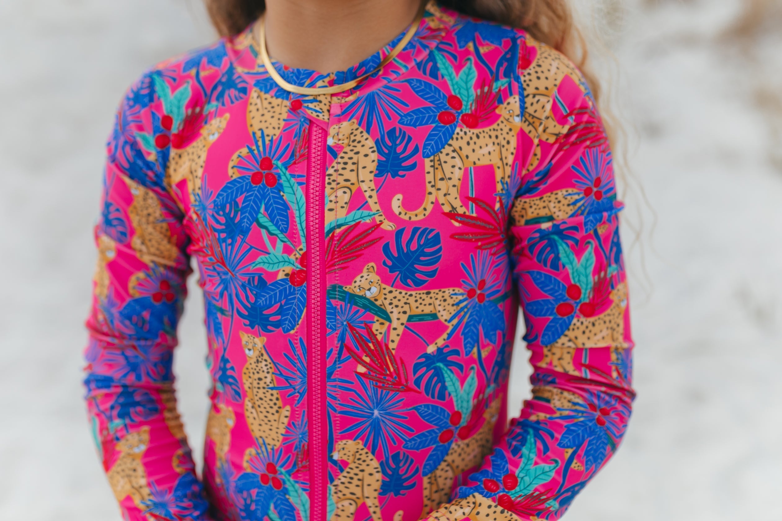 Mia Tropical Cheetah Zip Swimsuit