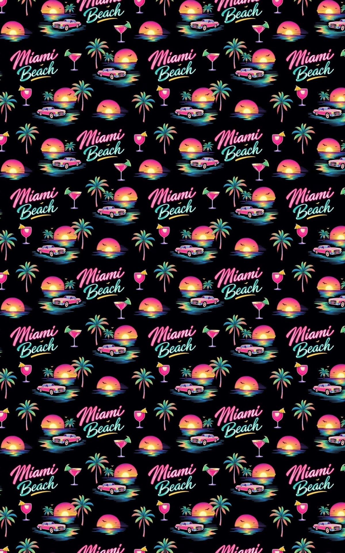 Miami Beach Retro Waves Wrapping Paper