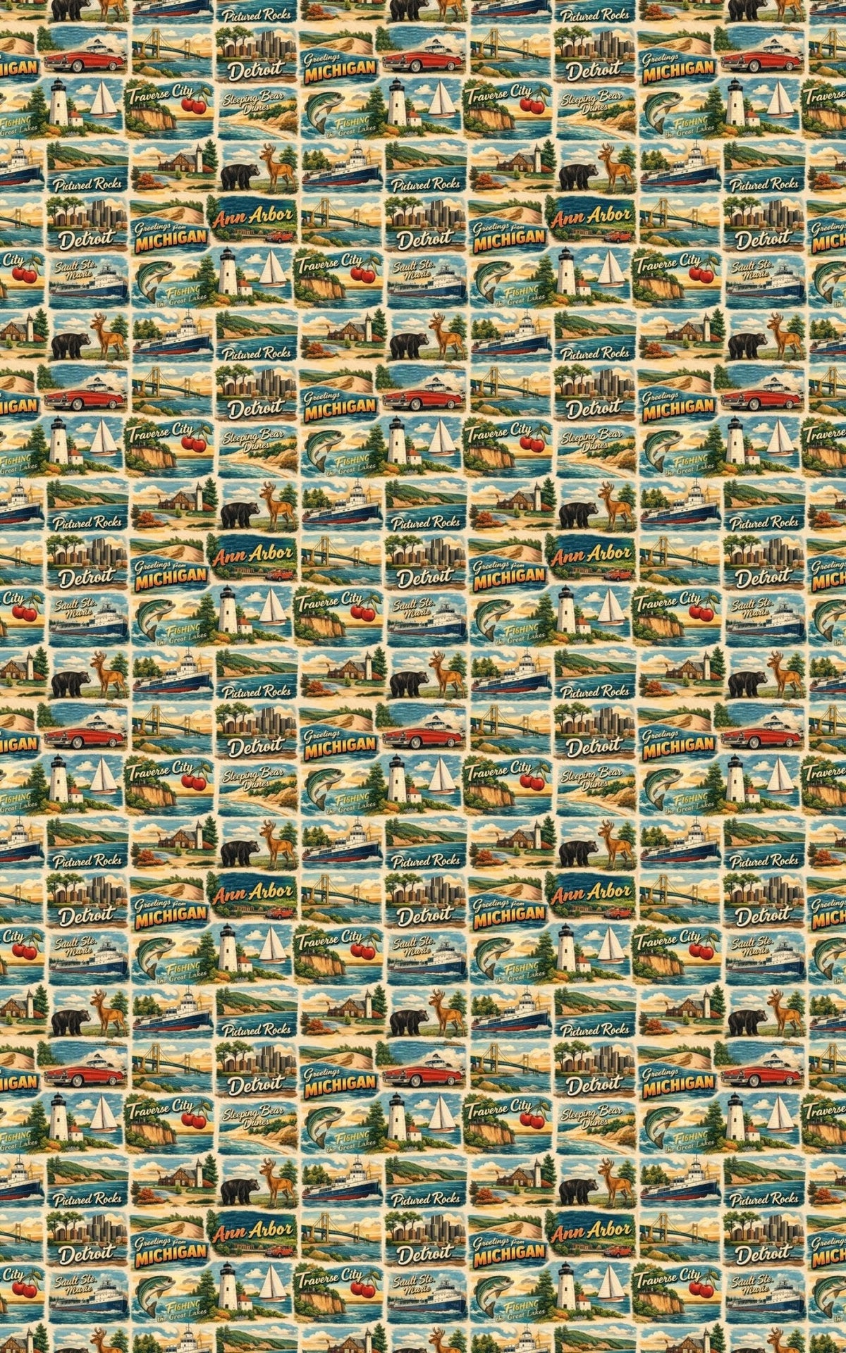 Michigan Postcard Memories Wrapping Paper