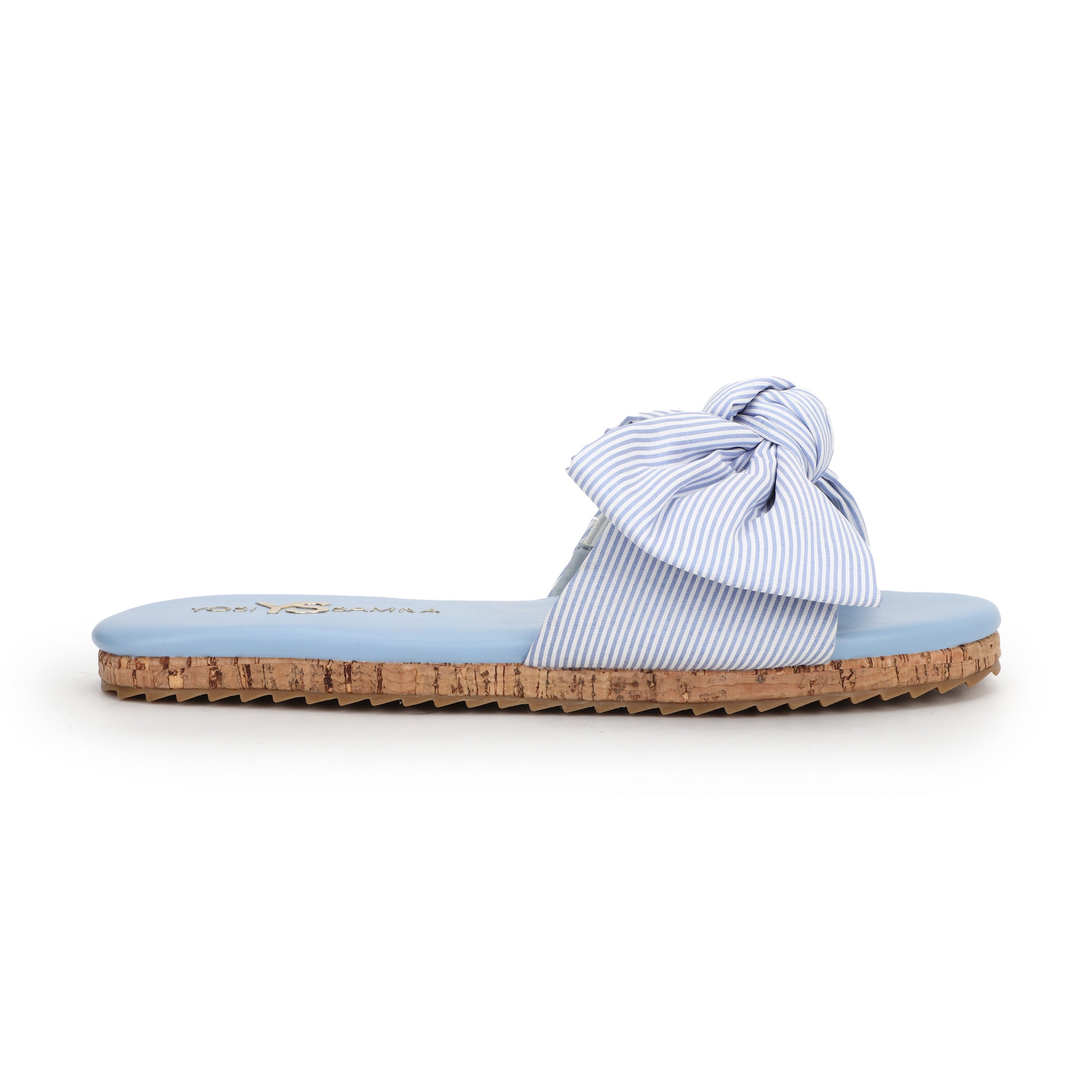 Mila Bow Slide In Blue Stripe