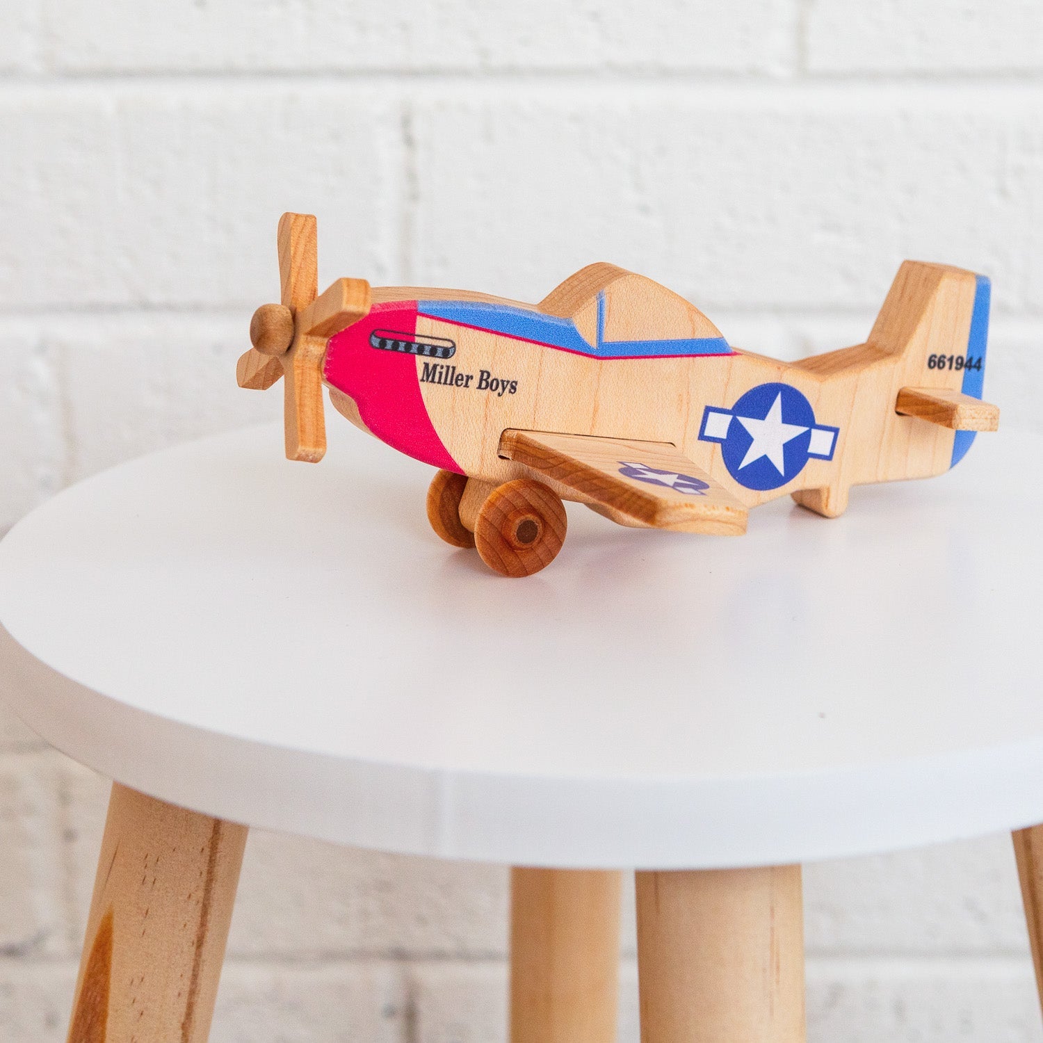 Wwii Classic P-51 Mustang Wooden Toy Airplane | Educational Montessori | Eco-friendly Hardwood | Made In The Usa 🇺🇸