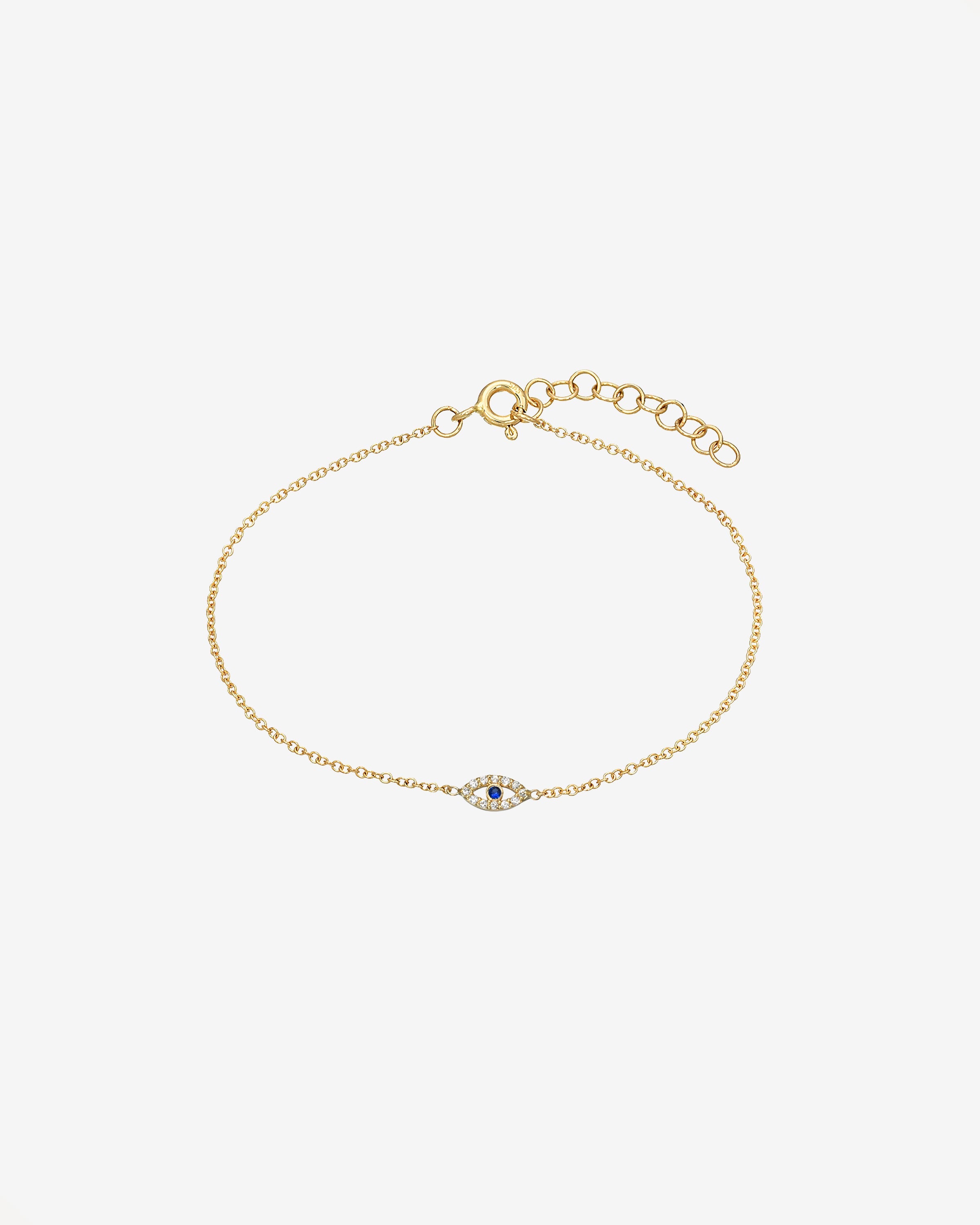 14k Gold Tiny Evil Eye With Diamonds Bracelet