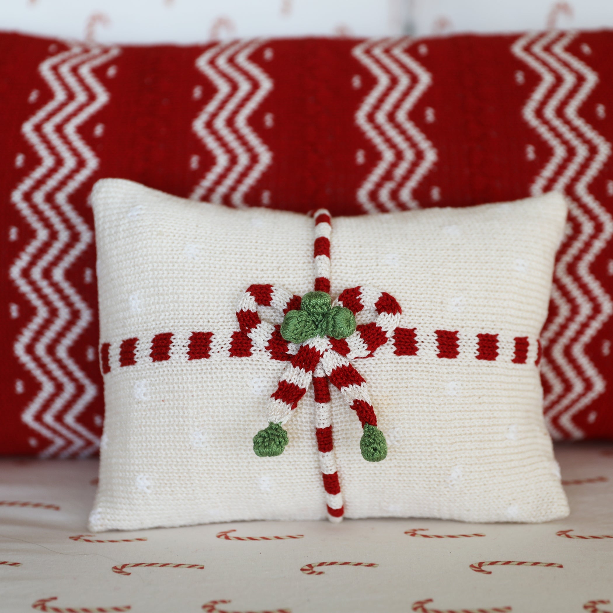 Red Zig-zag Stripe Lumbar Pillow