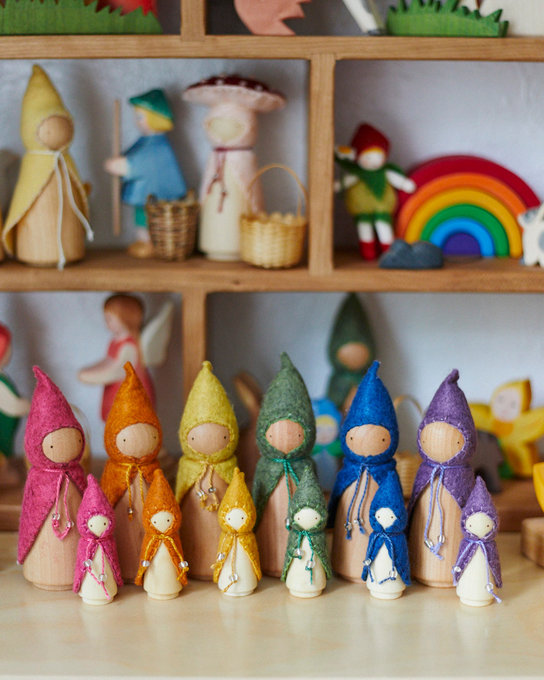 Mini Orange Wooden Gnome