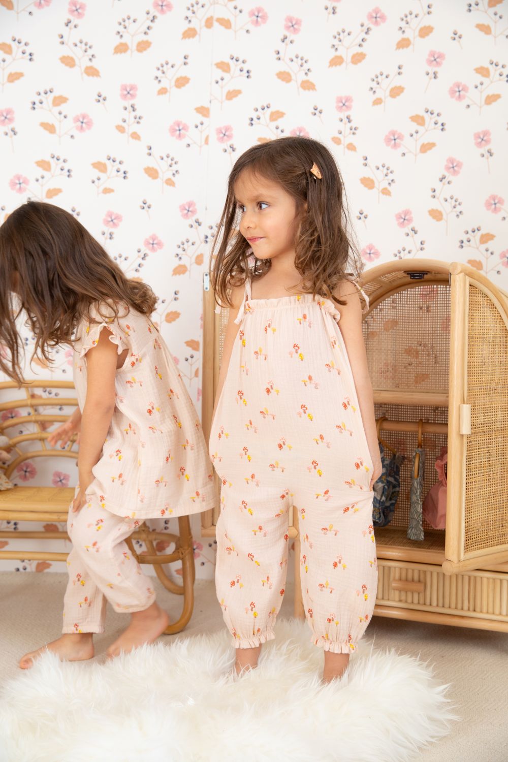 Muslin Tie Shoulder Jumpsuit - Mini Mushroom