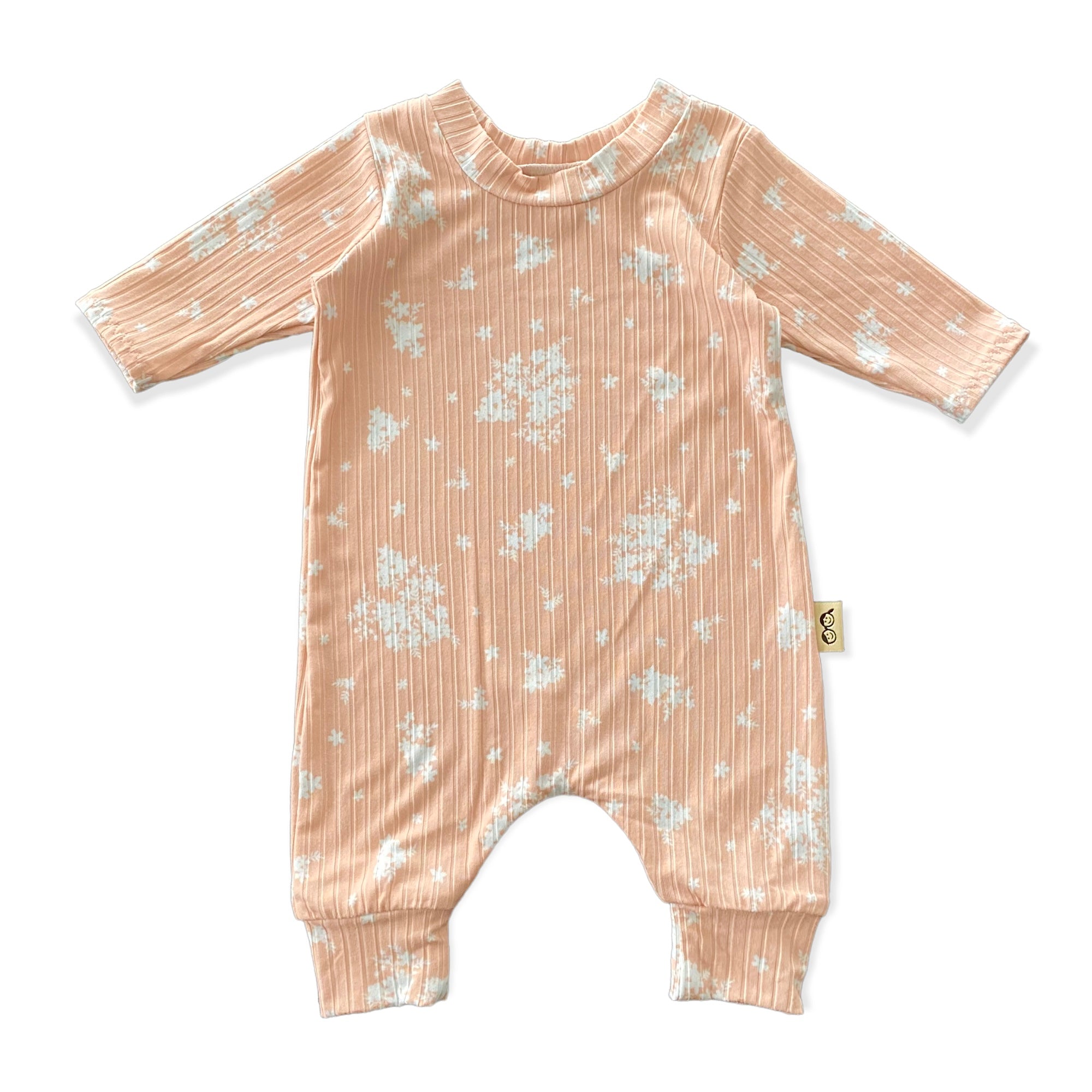 Minimal Floral Blush Ribbed Harem Romper