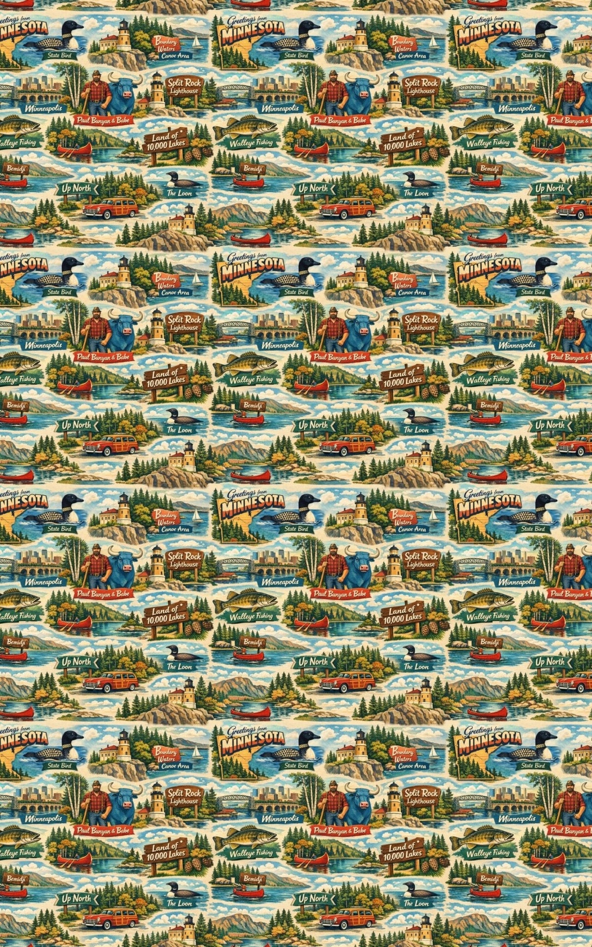 Minnesota Postcard Memories Wrapping Paper