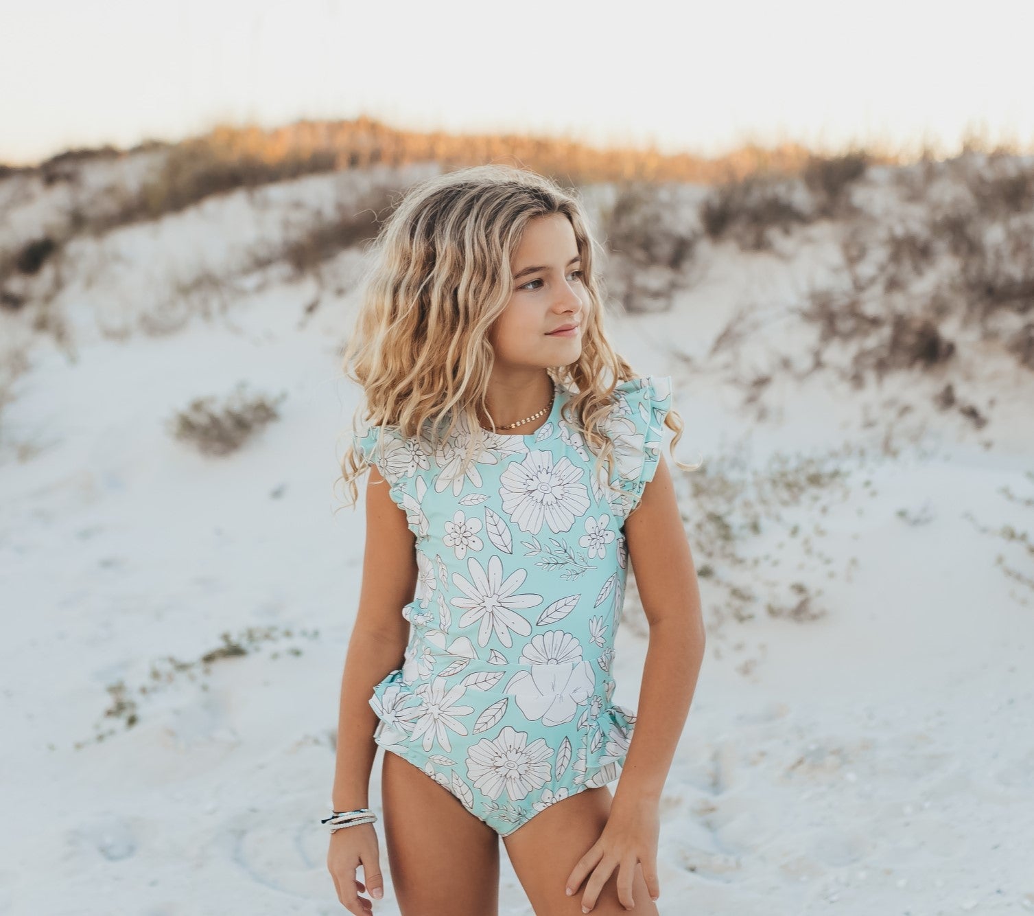 Grace Mint Floral Open Back Swimsuit