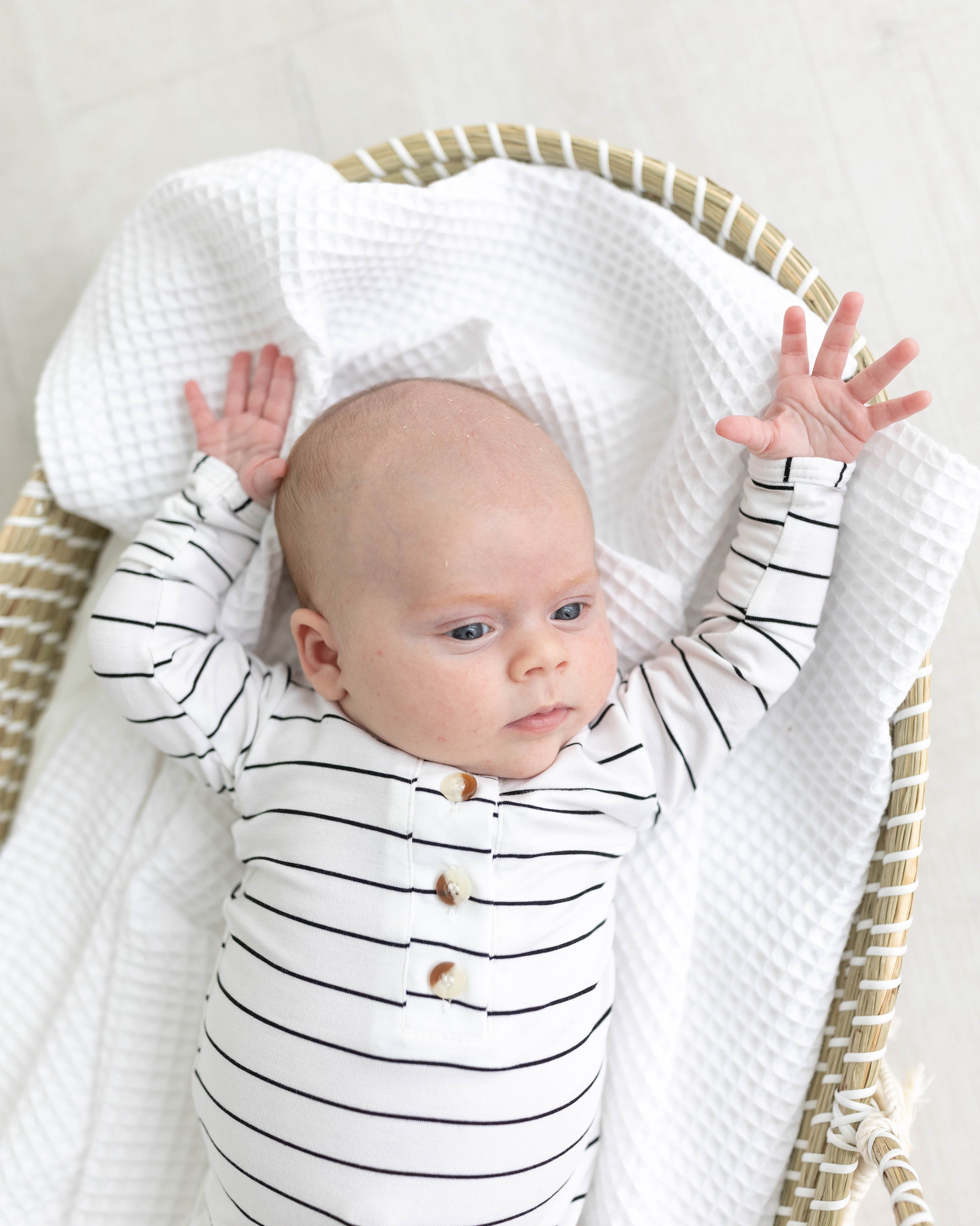 Knotted Baby Gown Set - Black Stripes (newborn-3 Months)