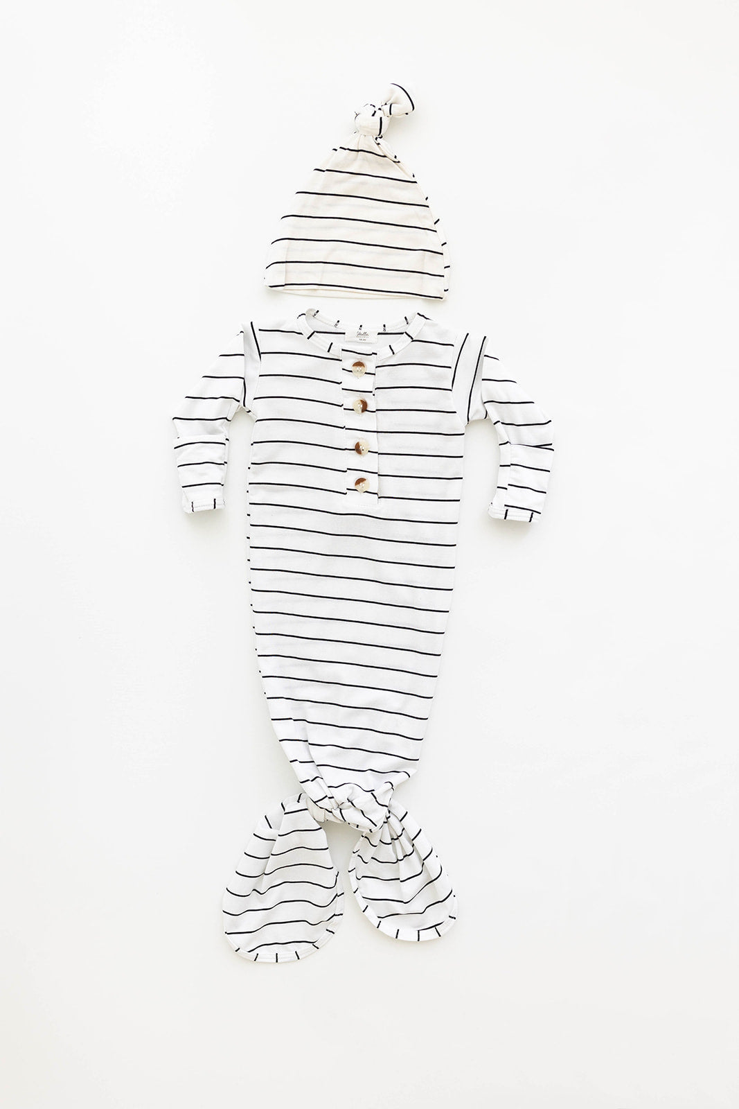 Knotted Baby Gown And Hat Set With Headband - Pink (newborn-3 Months)