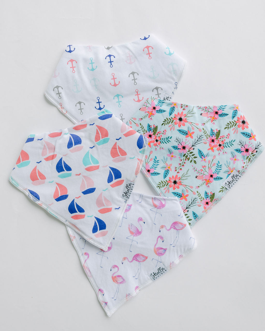 Bandana Bibs - Shore Set - Anchors, Flowers, Flamingos And Boats