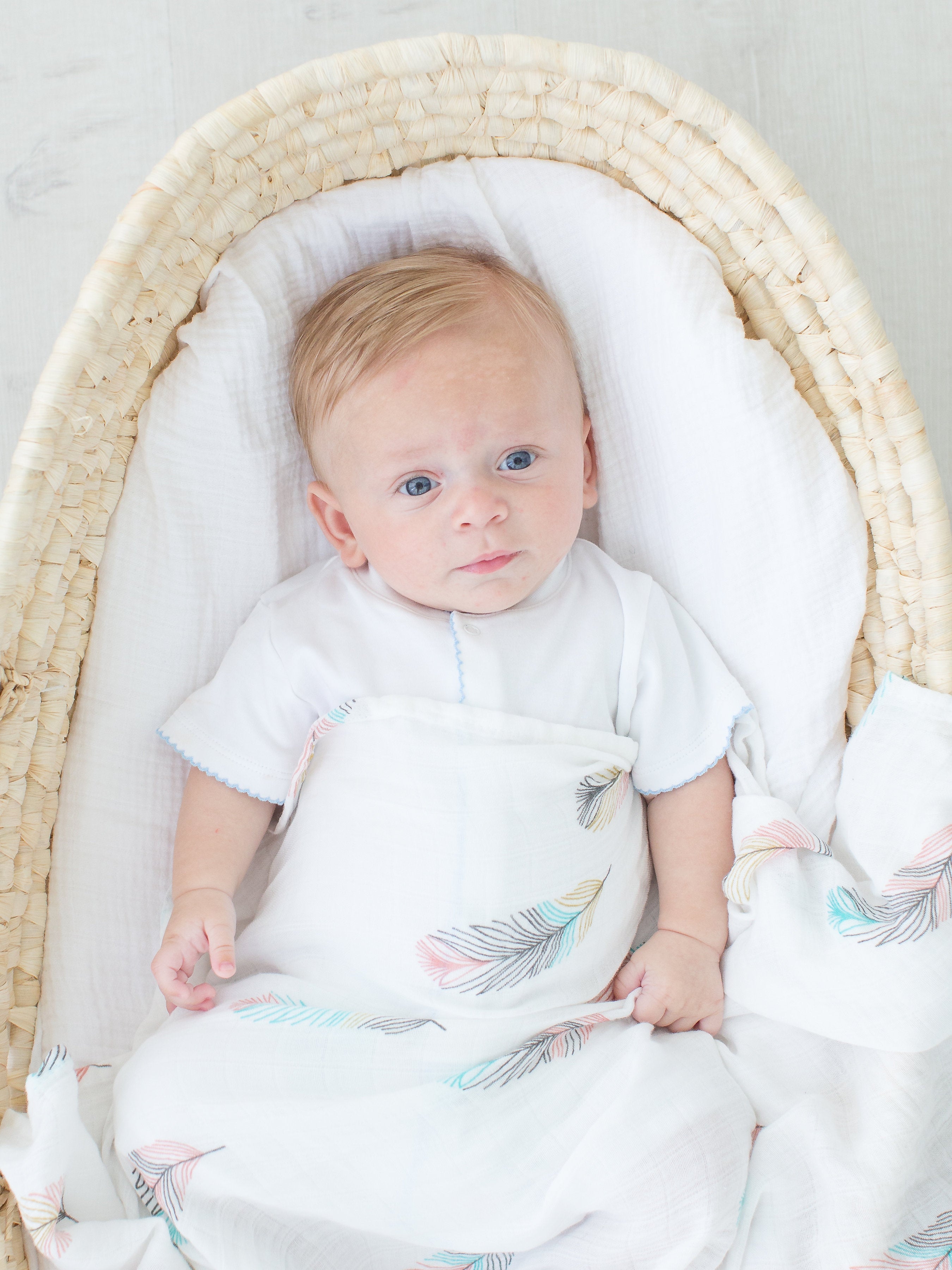 Swaddle Blanket - Bamboo And Cotton - Feather