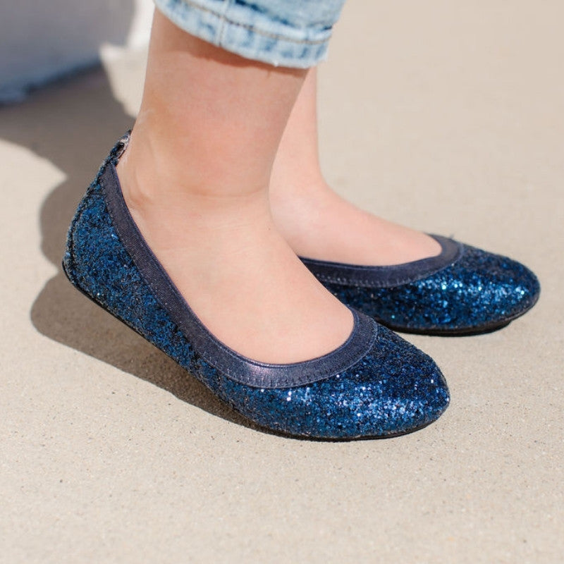 Miss Samara Ballet Flat In Navy Glitter - Kids