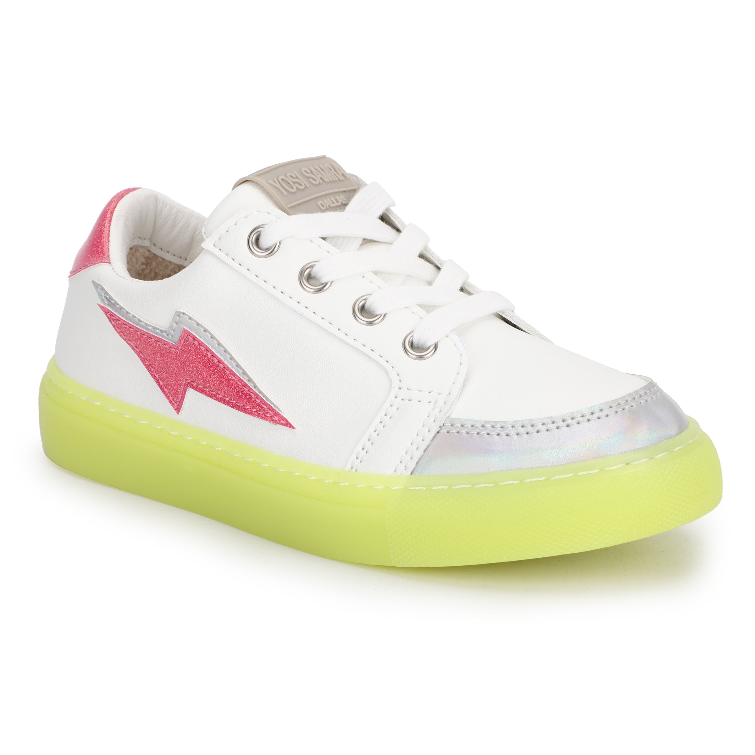 Miss Bolt Sneaker In Pink & Neon Yellow - Kids