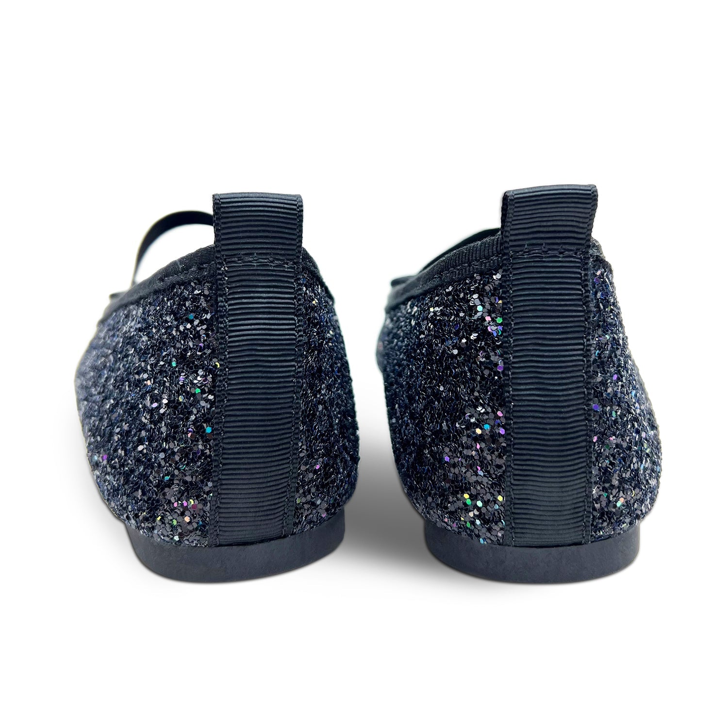 Miss Emma Flat In Black Glitter - Kids