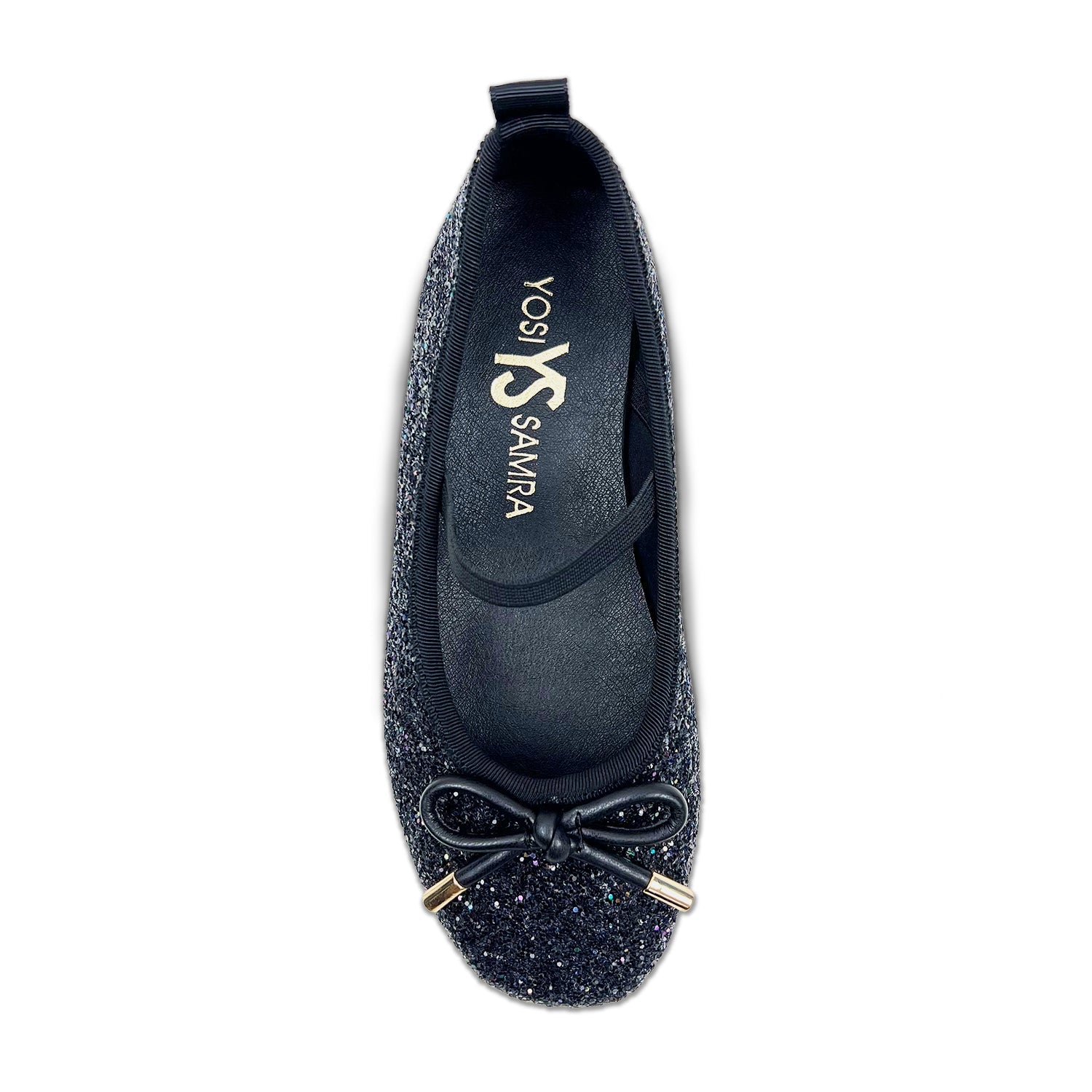 Miss Emma Flat In Black Glitter - Kids