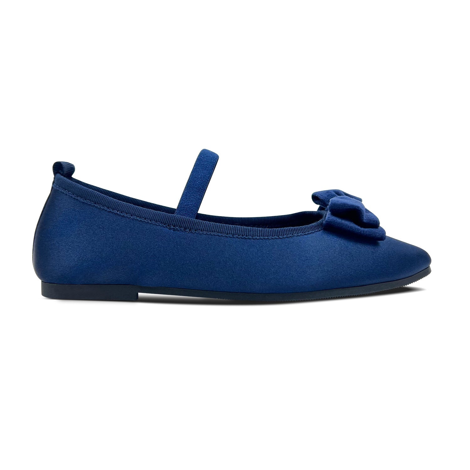 Miss Emory Flat In Navy Satin - Kids