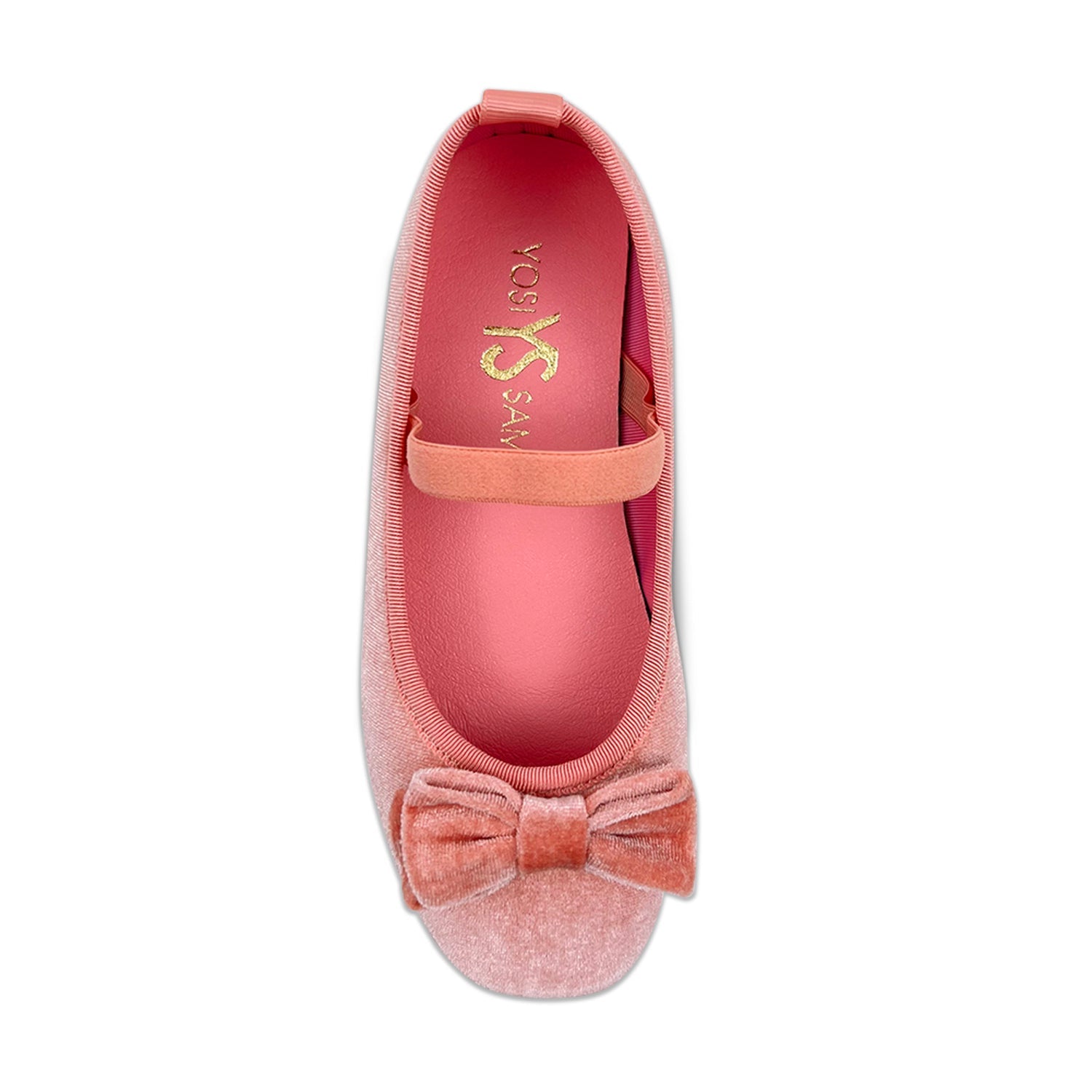 Miss Emory Flat In Pink Velvet - Kids