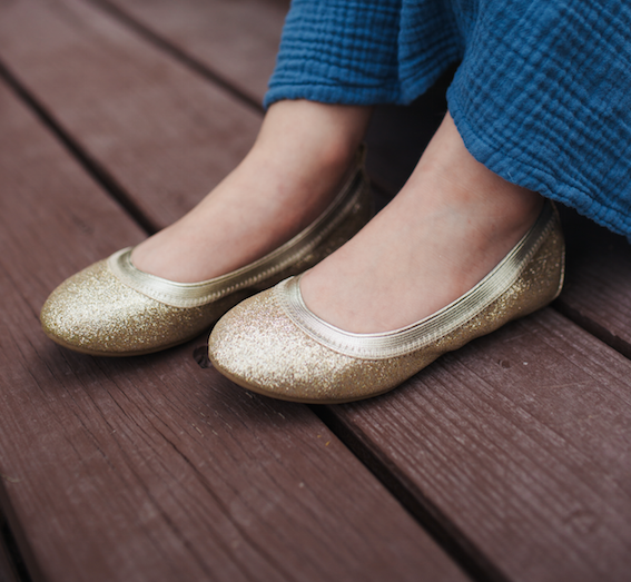 Miss Samara Ballet Flat In Gold Glitter - Kids