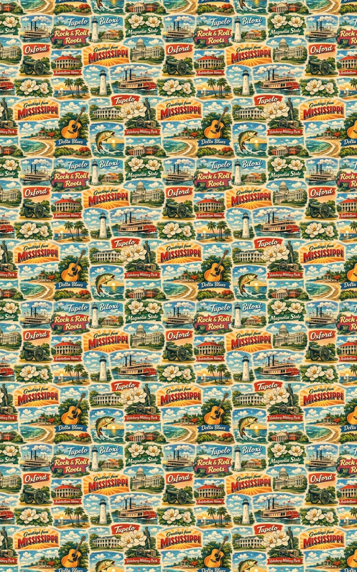 Mississippi Postcard Memories Wrapping Paper