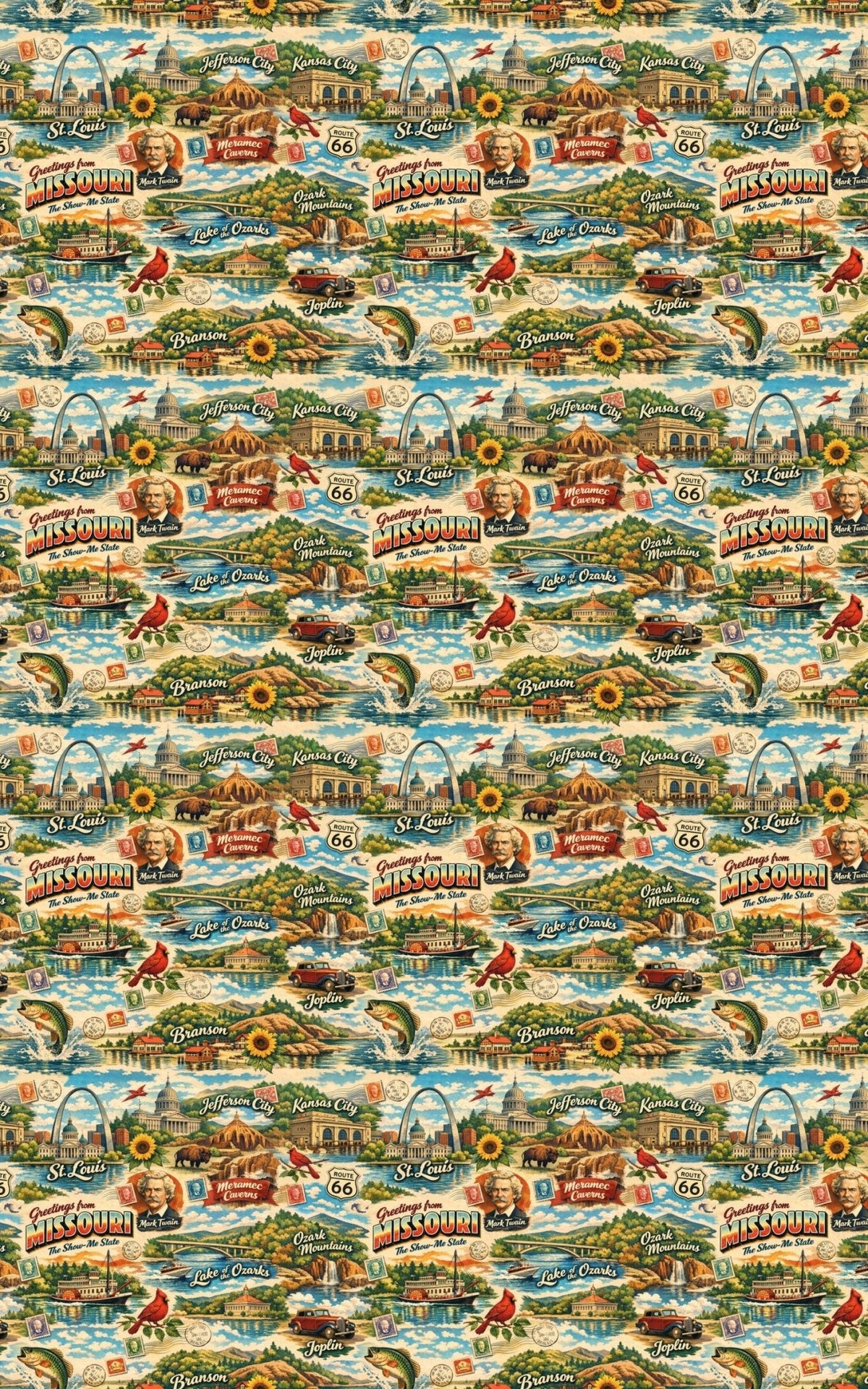 Missouri Postcard Memories Wrapping Paper