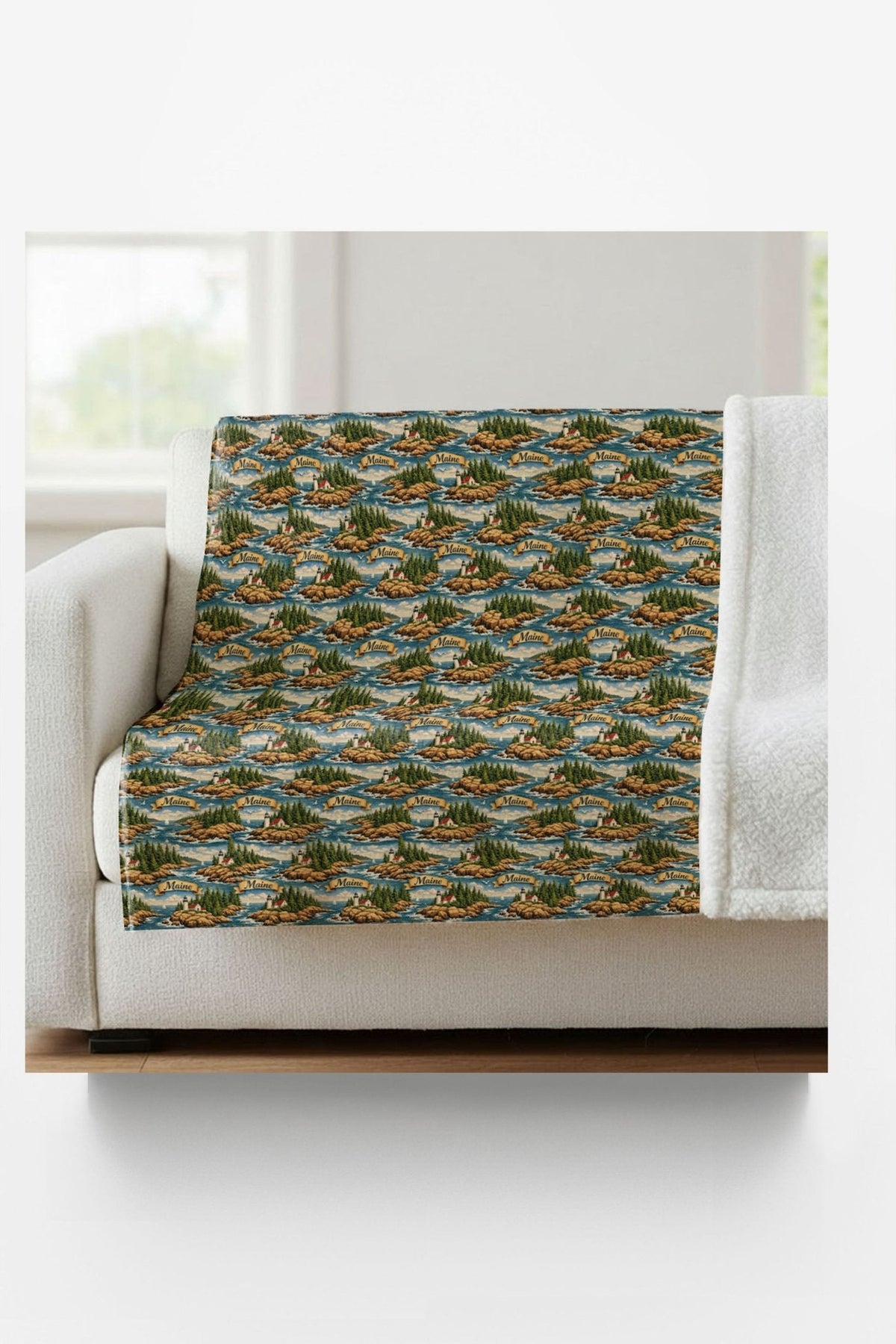 Maine Pine & Coast Sherpa Blanket