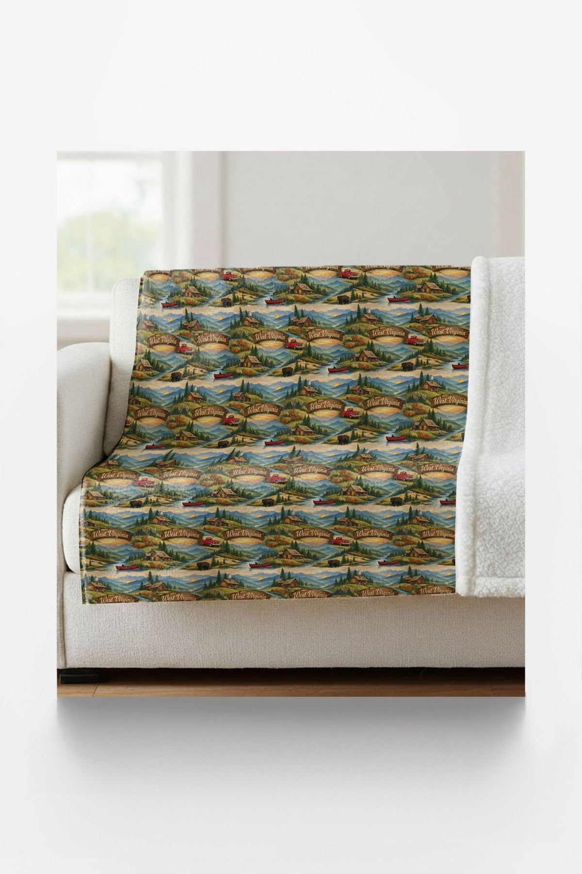 West Virginia Mountain Ridge Sherpa Blanket