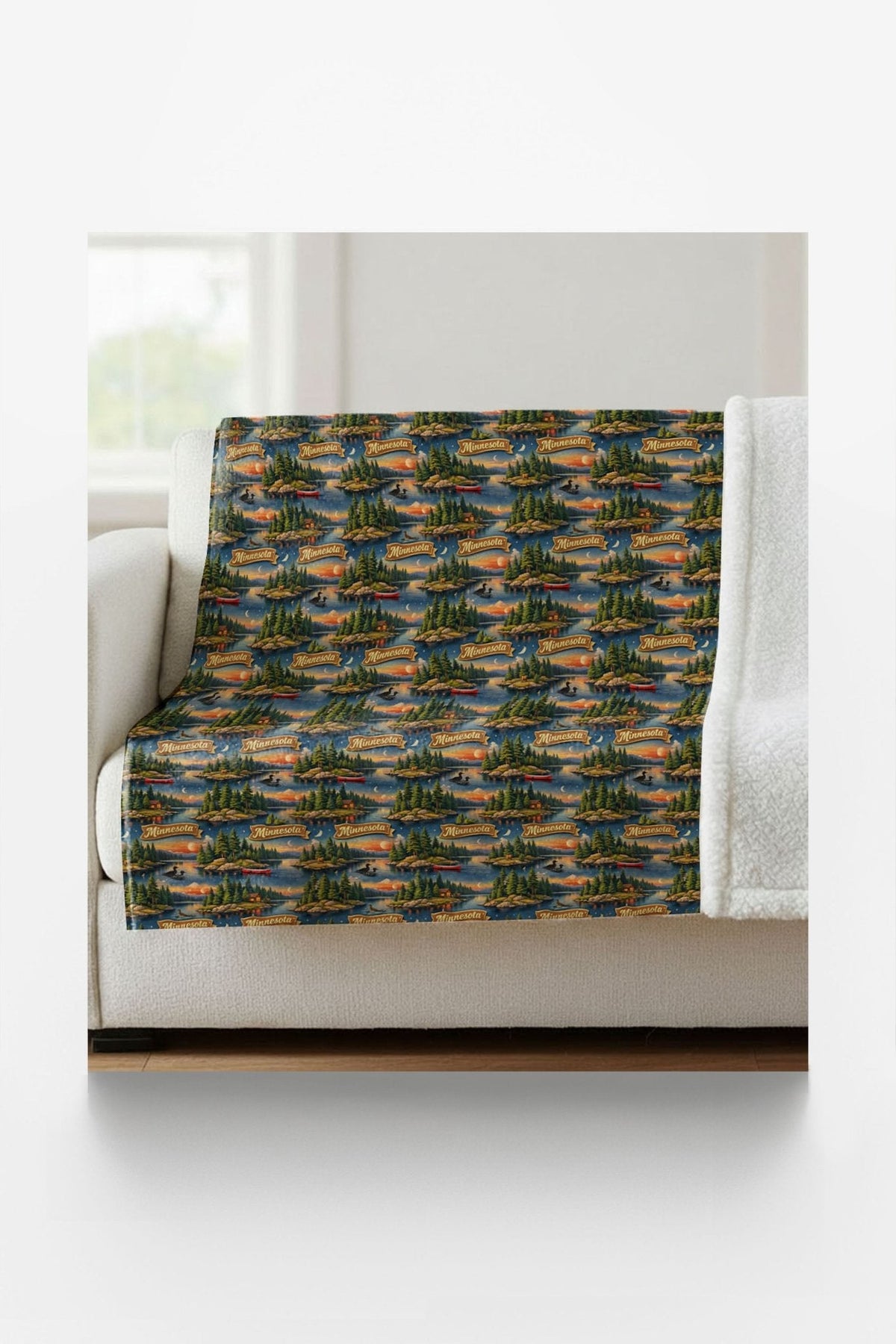 Minnesota Northwoods Serenity Sherpa Blanket