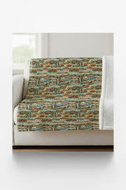 Vermont Postcard Memories Sherpa Blanket