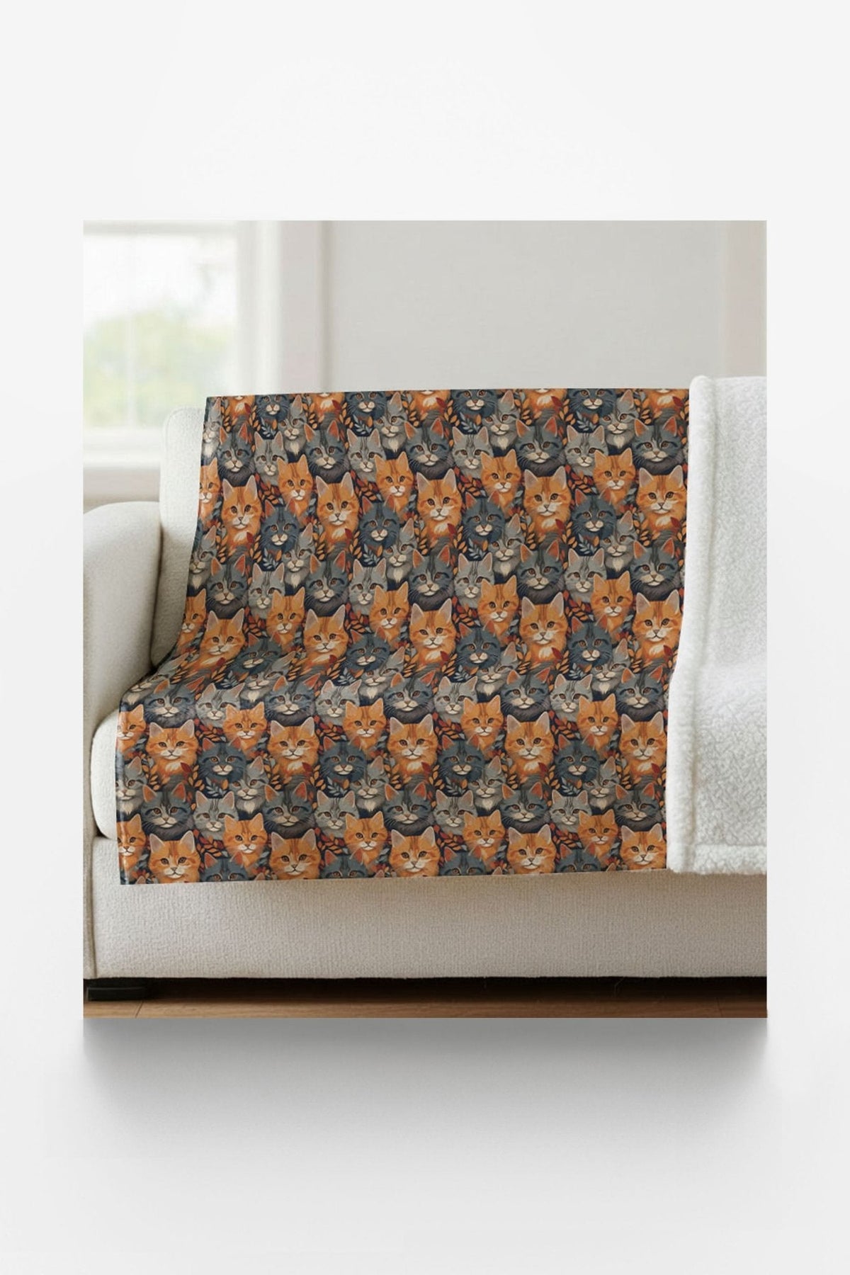 Tiny Tabby Cat Tumbles Sherpa Blanket