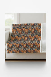 Tiny Tabby Cat Tumbles Sherpa Blanket
