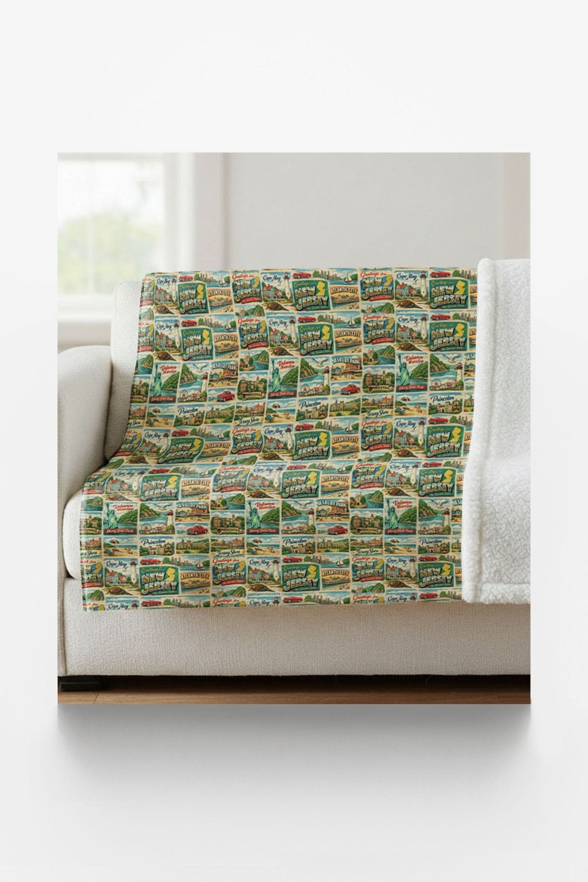 New Jersey Postcard Memories Sherpa Blanket