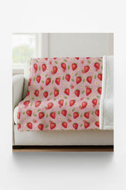 Sweet Strawberries Sherpa Blanket