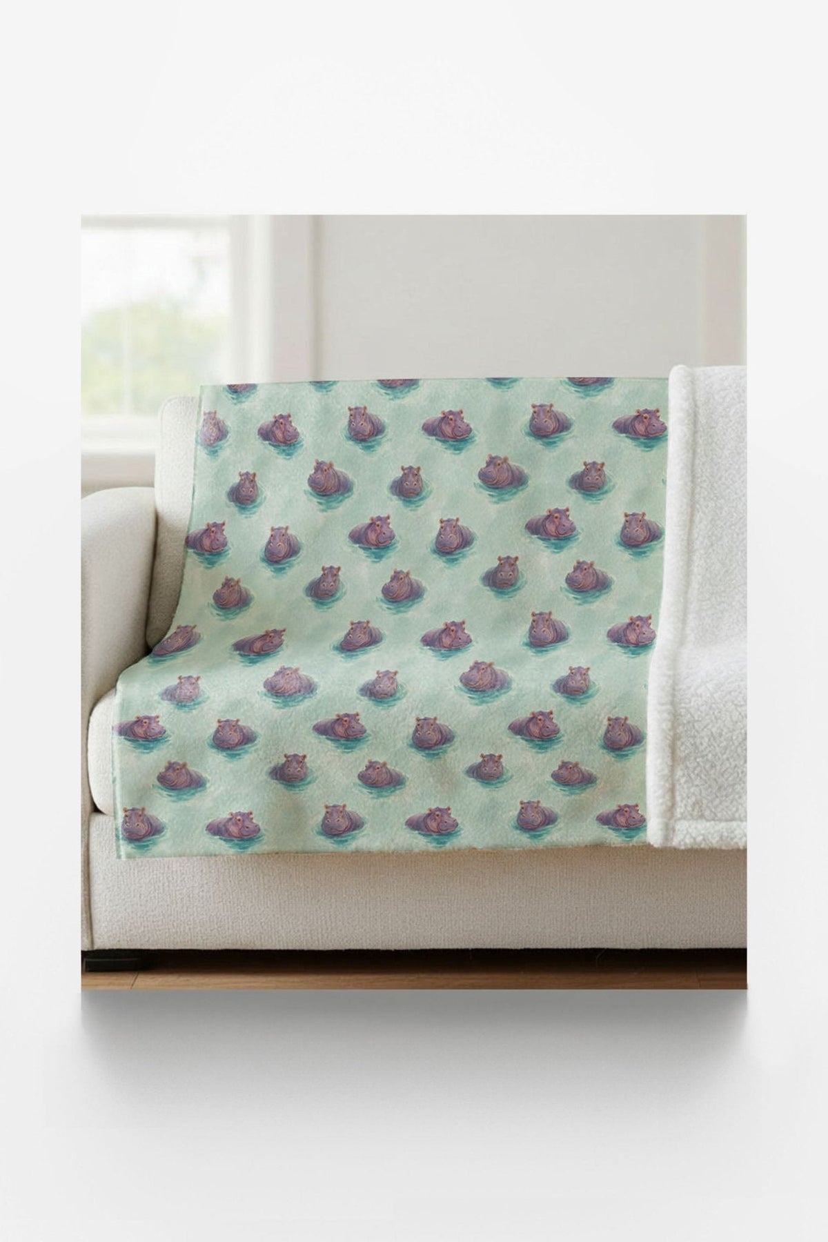 Hippo Harbor Sherpa Blanket