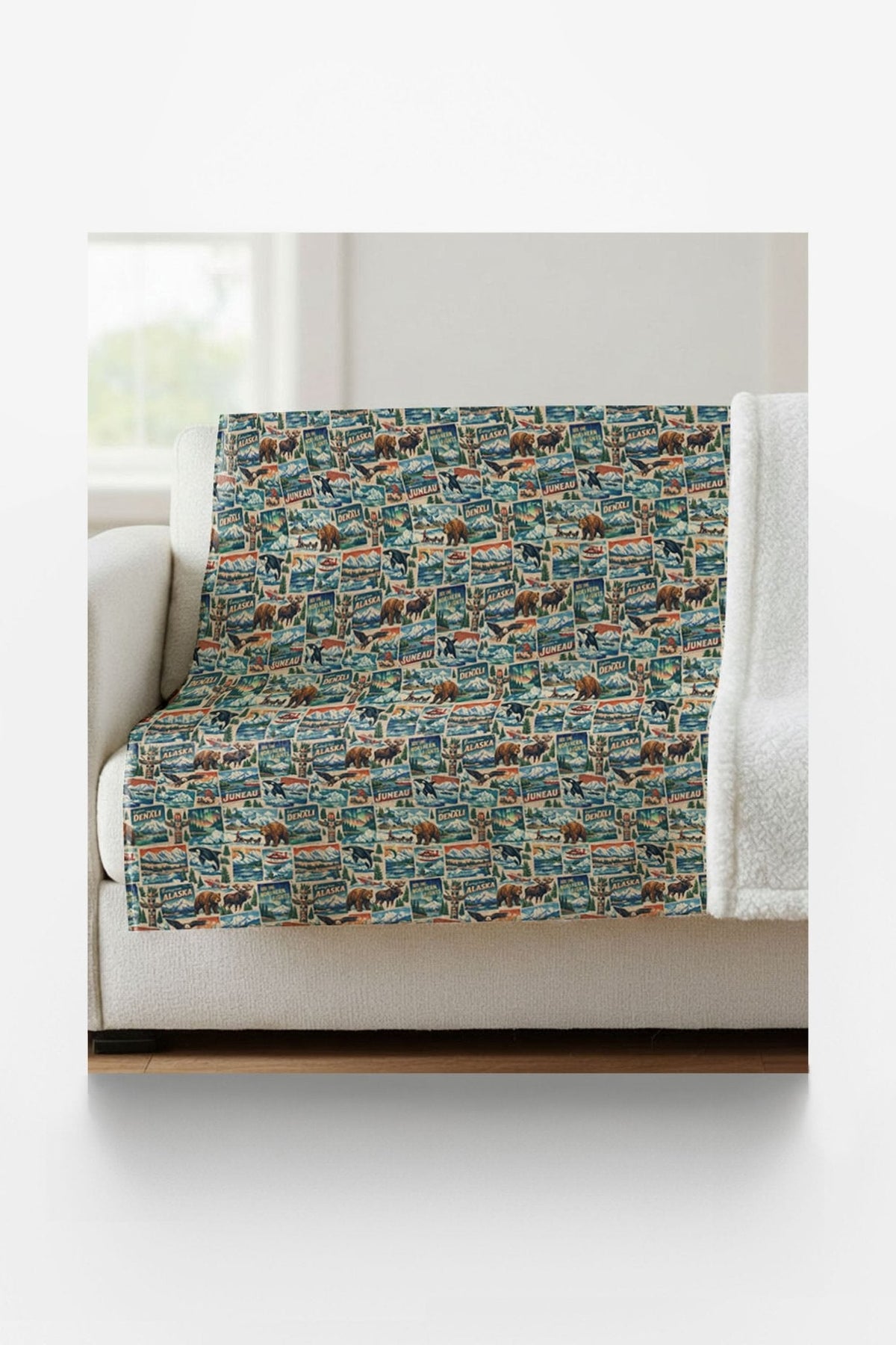 Alaska Postcard Memories Sherpa Blanket