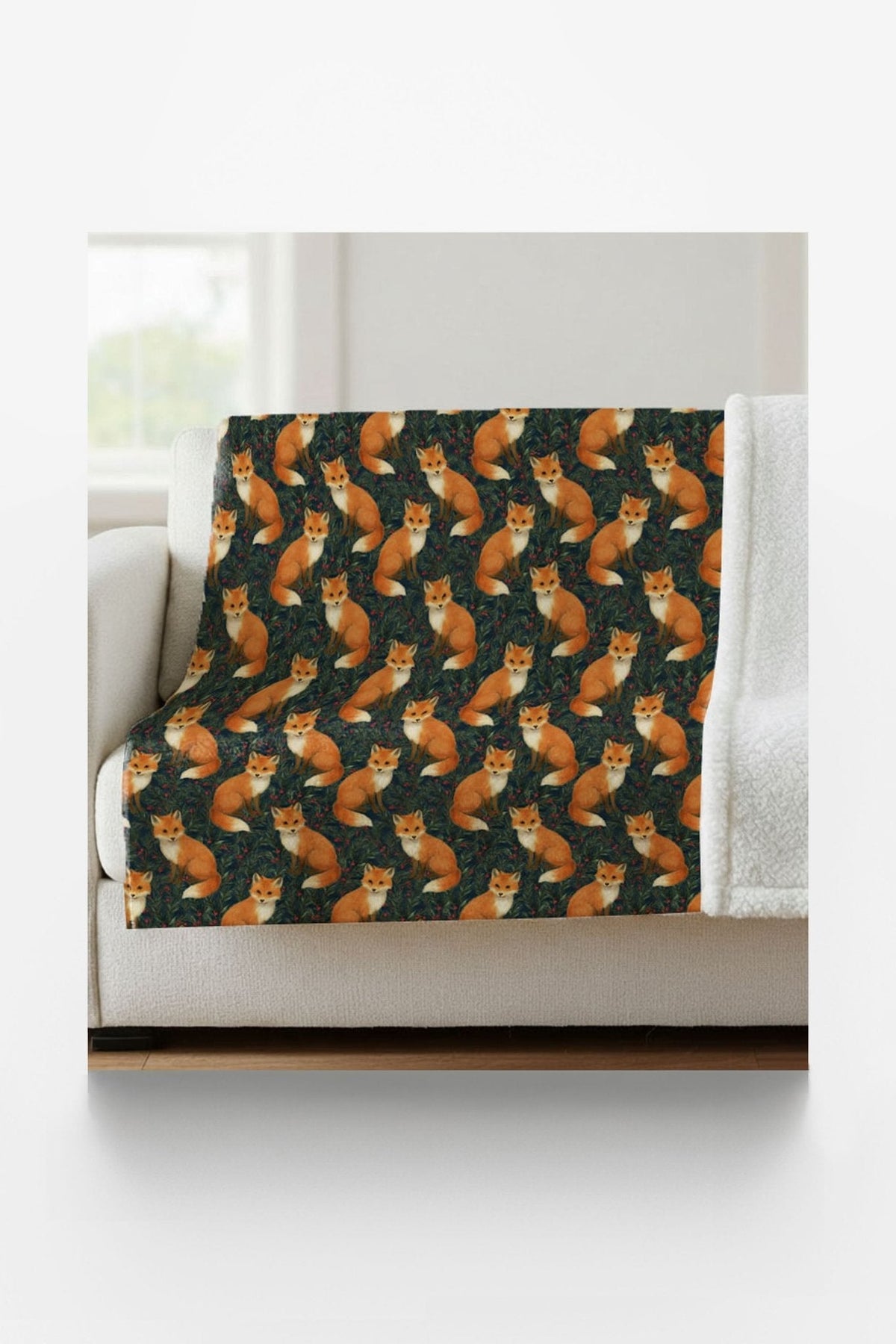 Fox In The Pines Sherpa Blanket
