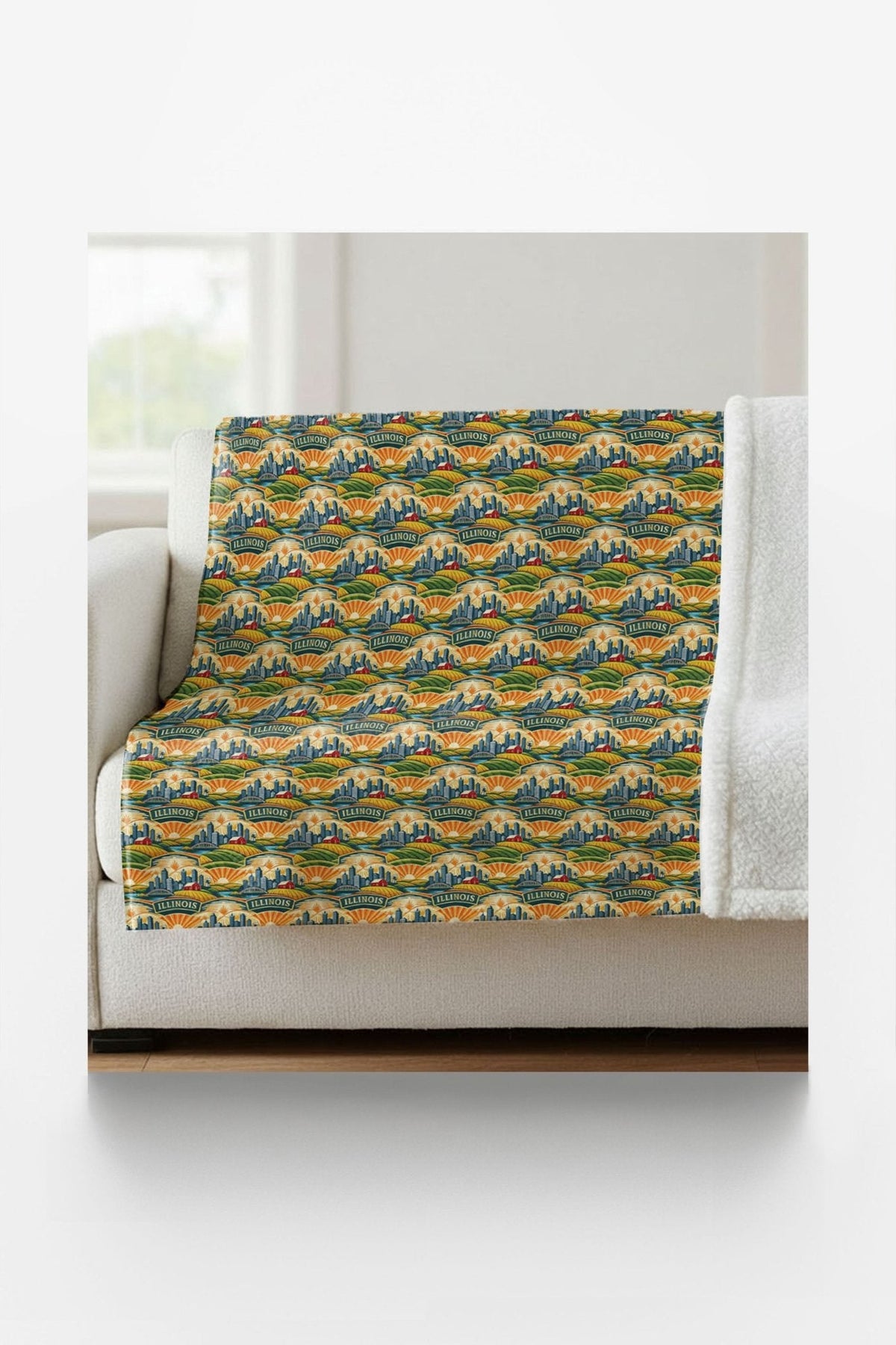 Illinois Prairie Modern Sherpa Blanket