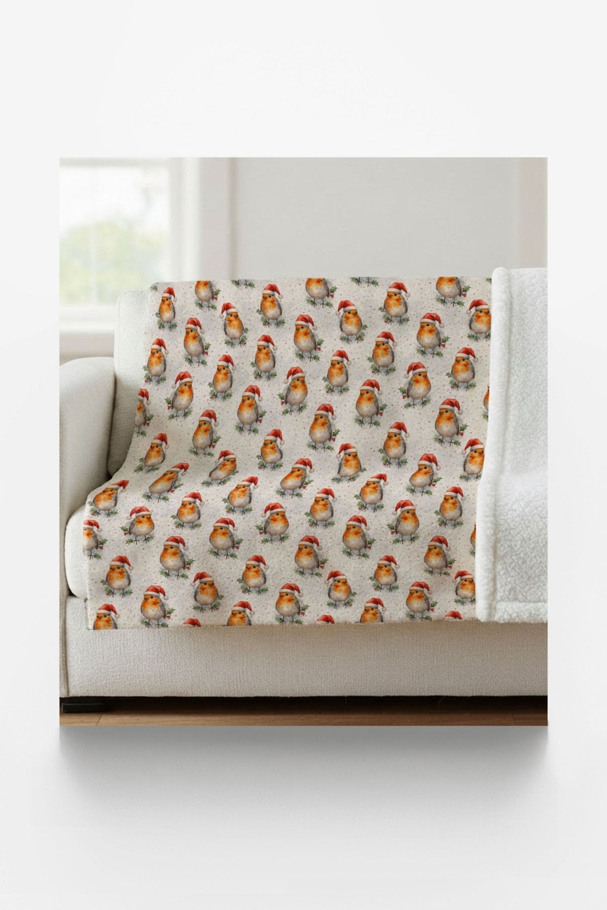 Winterberry Robins Sherpa Blanket