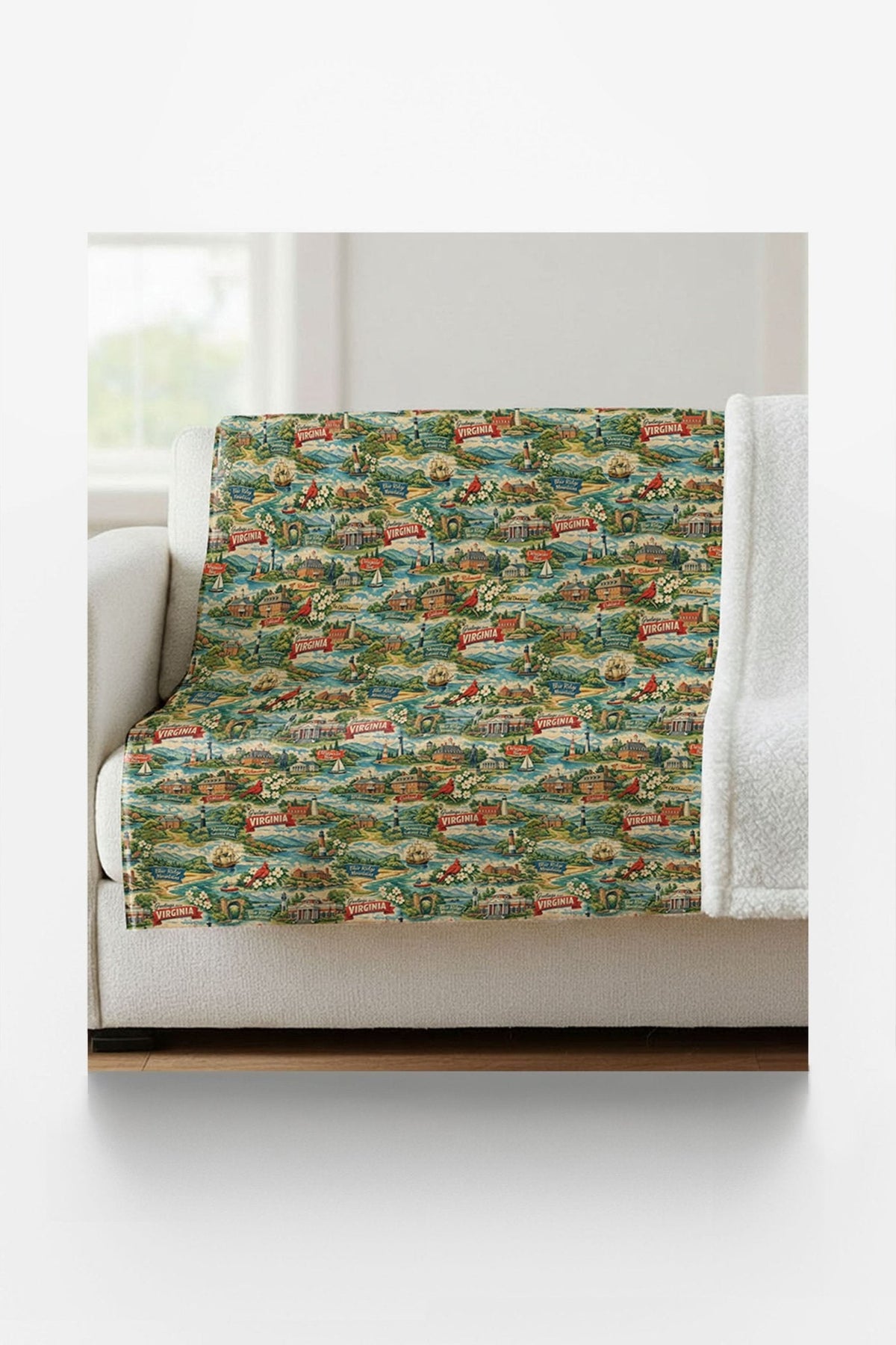 Virginia Postcard Memories Sherpa Blanket