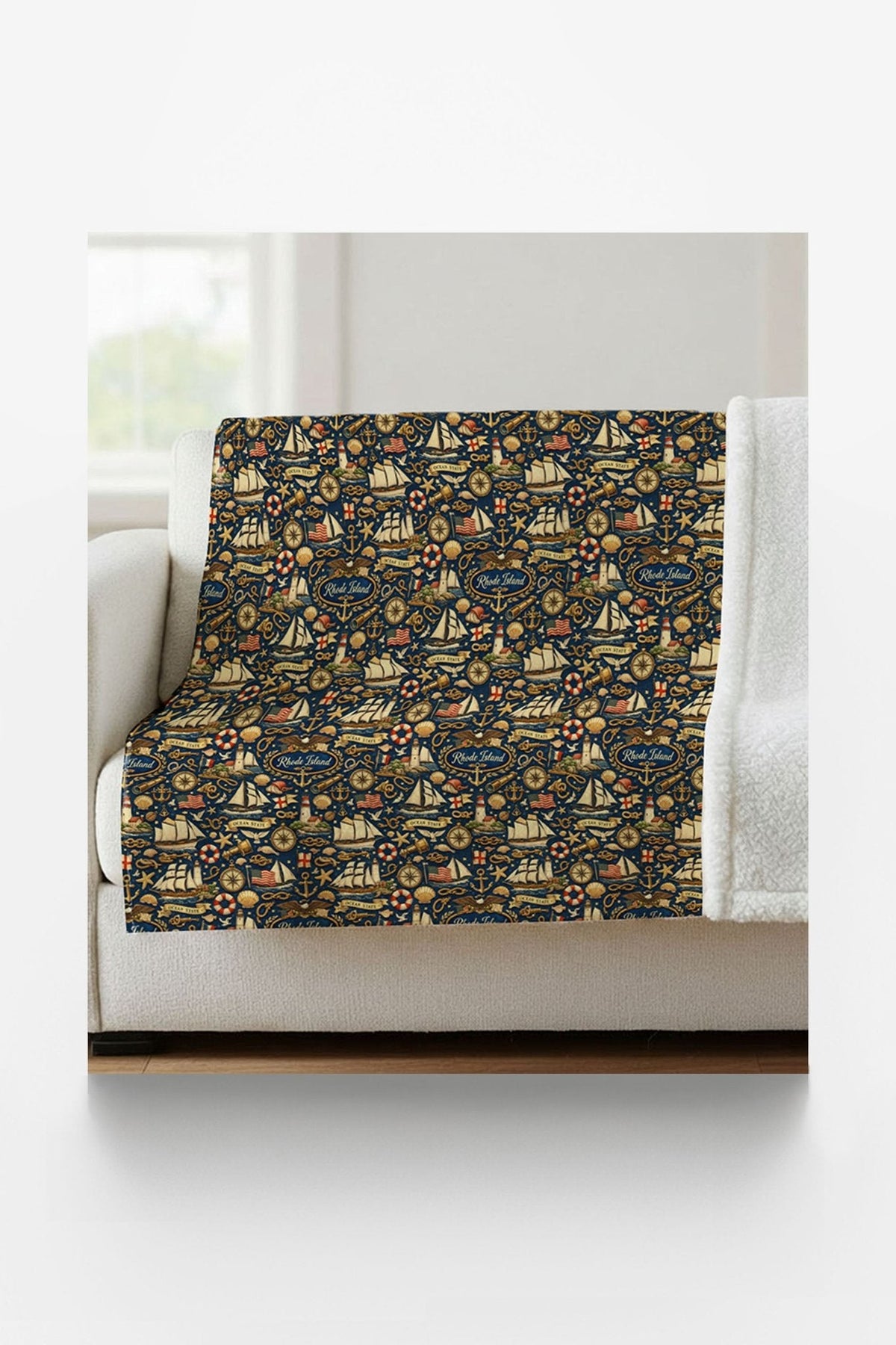 Rhode Island Nautical Charm Sherpa Blanket