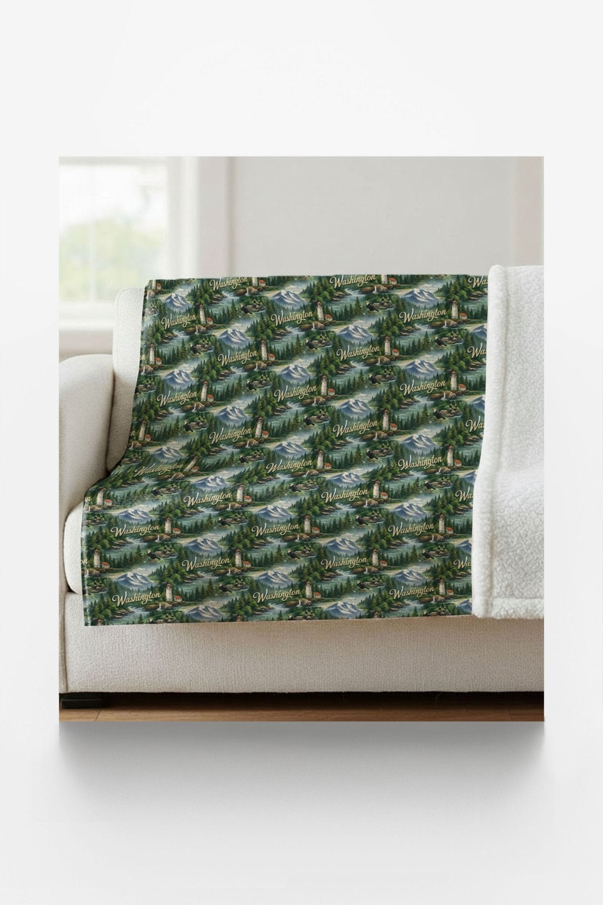 Washington Evergreen Coast Sherpa Blanket