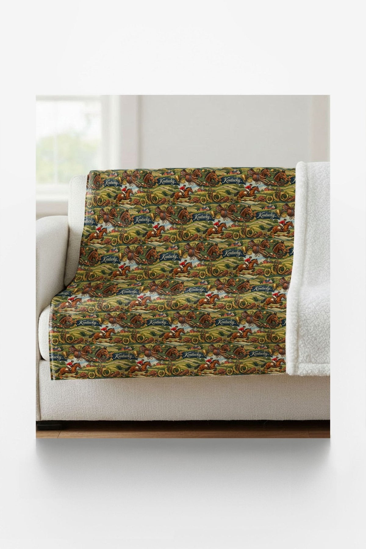 Kentucky Bluegrass Elegance Sherpa Blanket